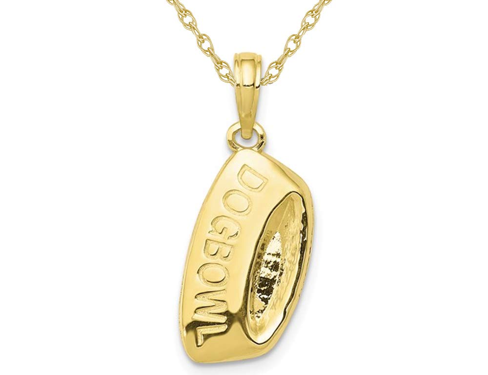Gem And Harmony 10K Yellow Gold Polished Dog Bowl Charm Pendant Necklace with Chain - Perfect Gift for Pet Lovers & Dog Owners, Ideal for Birthdays, Anniversaries, and Everyday Wear