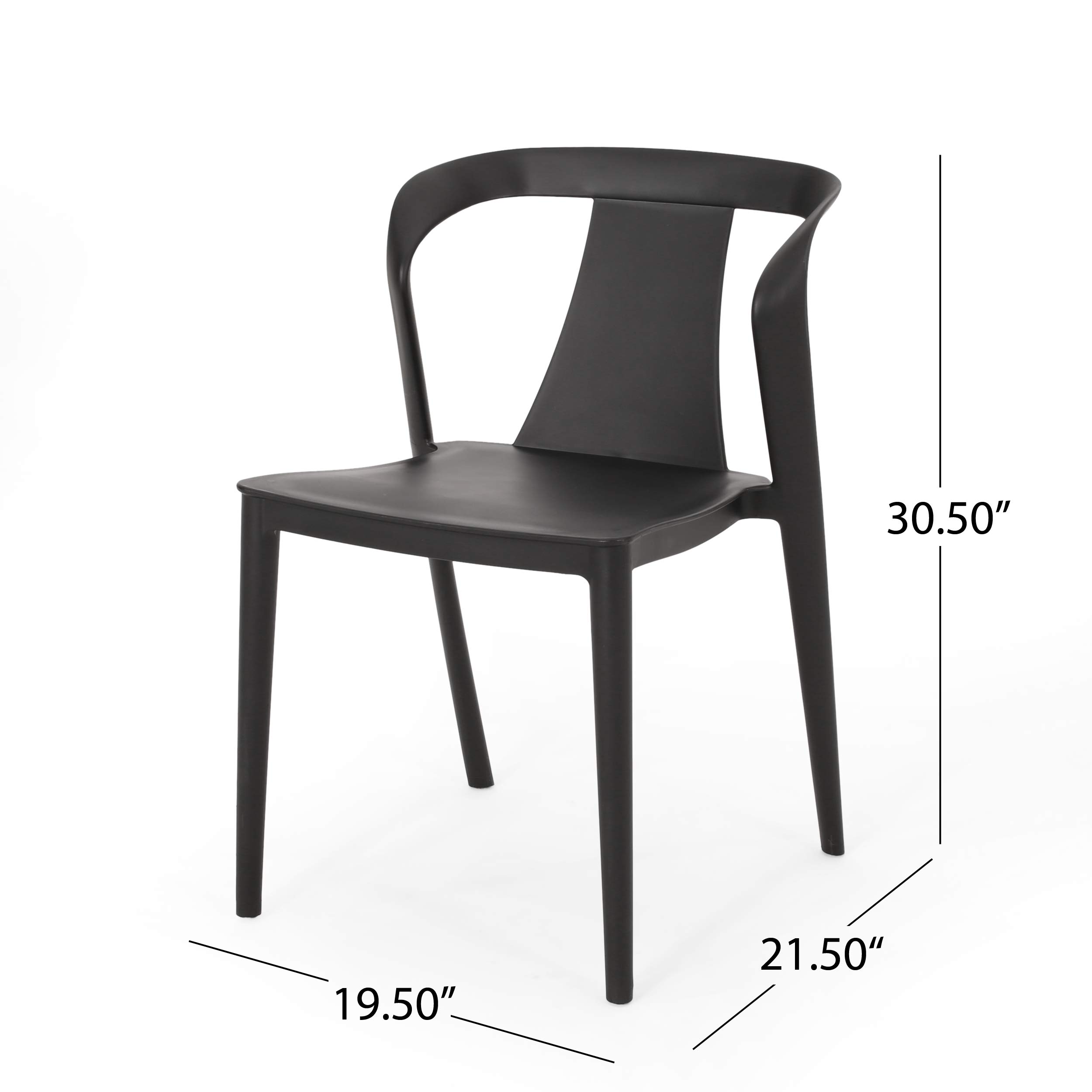 Christopher Knight Home Ianthe Outdoor Dining Chair Set of 4 - Weather-Resistant Black Patio Chairs for Backyard, Garden, and Poolside Dining