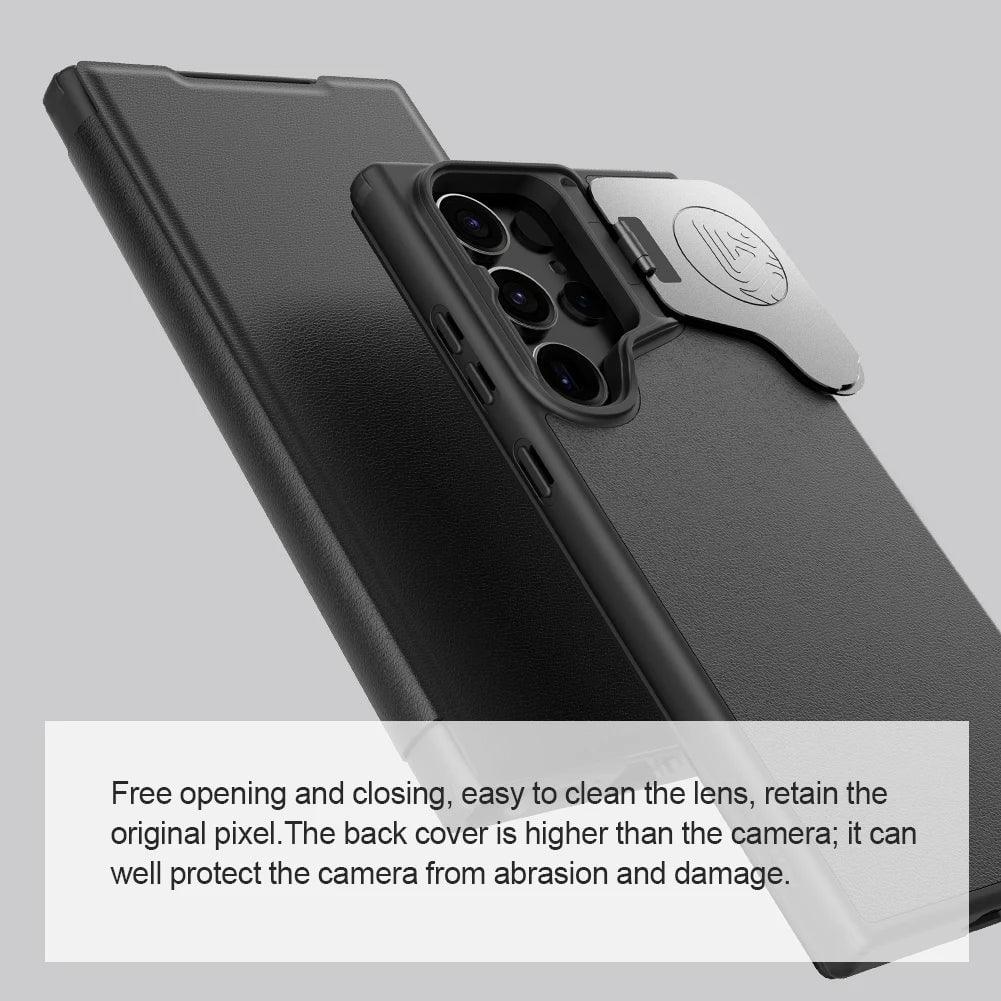 NILLKIN Vegan Leather Flip Cover with Card Slot for Samsung Galaxy S24 - Slim Protective Case for Everyday Use & Travel