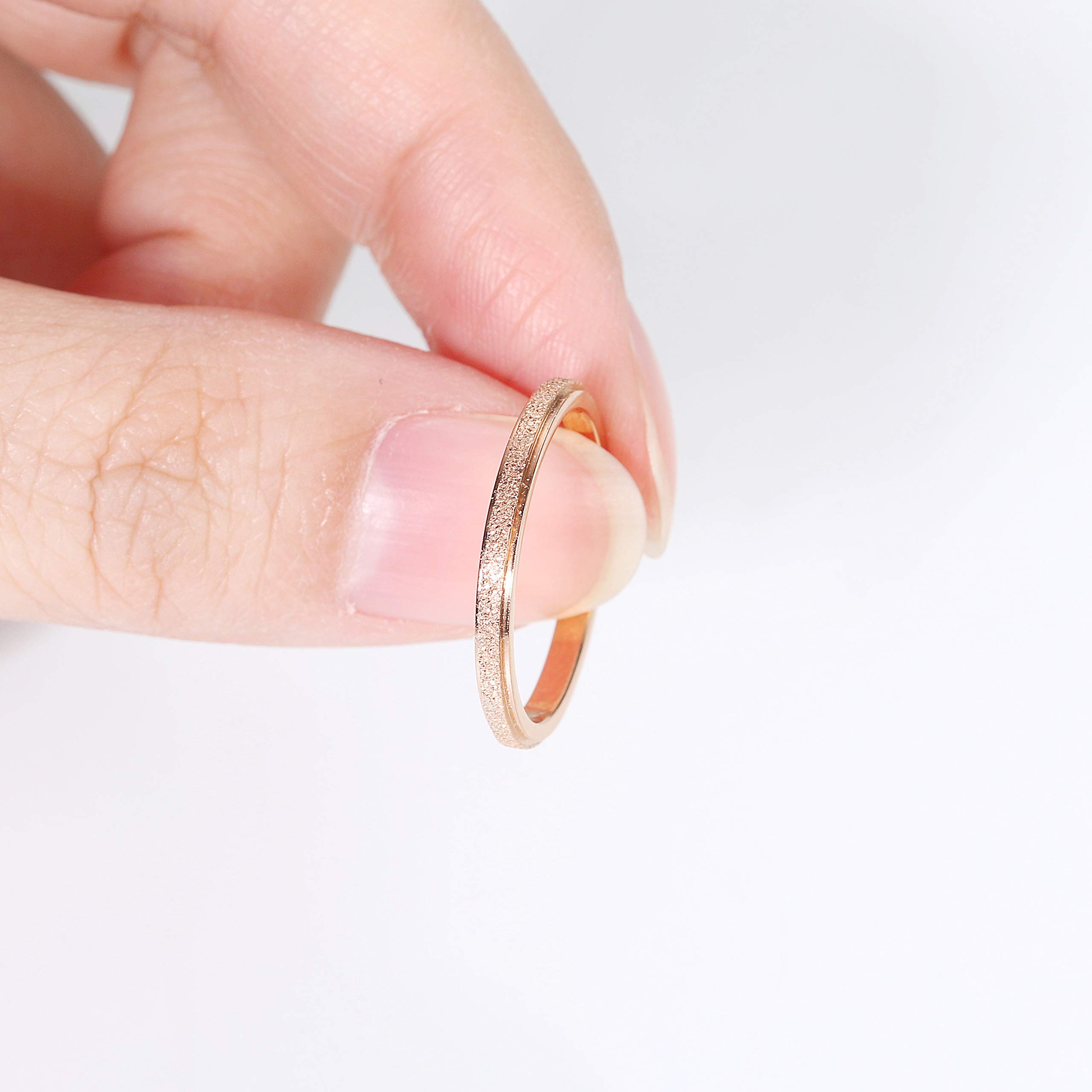 2MM Stainless Steel Stackable Midi Rings for Women - Rose Gold & Silver Thin Eternity Bands, Size 5-10, Perfect for Engagement, Wedding, Anniversary & Everyday Stacking Jewelry