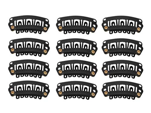 12 Pcs U-Shape & Wire-Shape Snap Hair Clips for Wigs & Extensions - Black (15g) | Secure Hold for Men & Women | Perfect for Cosplay, Styling & Daily Use