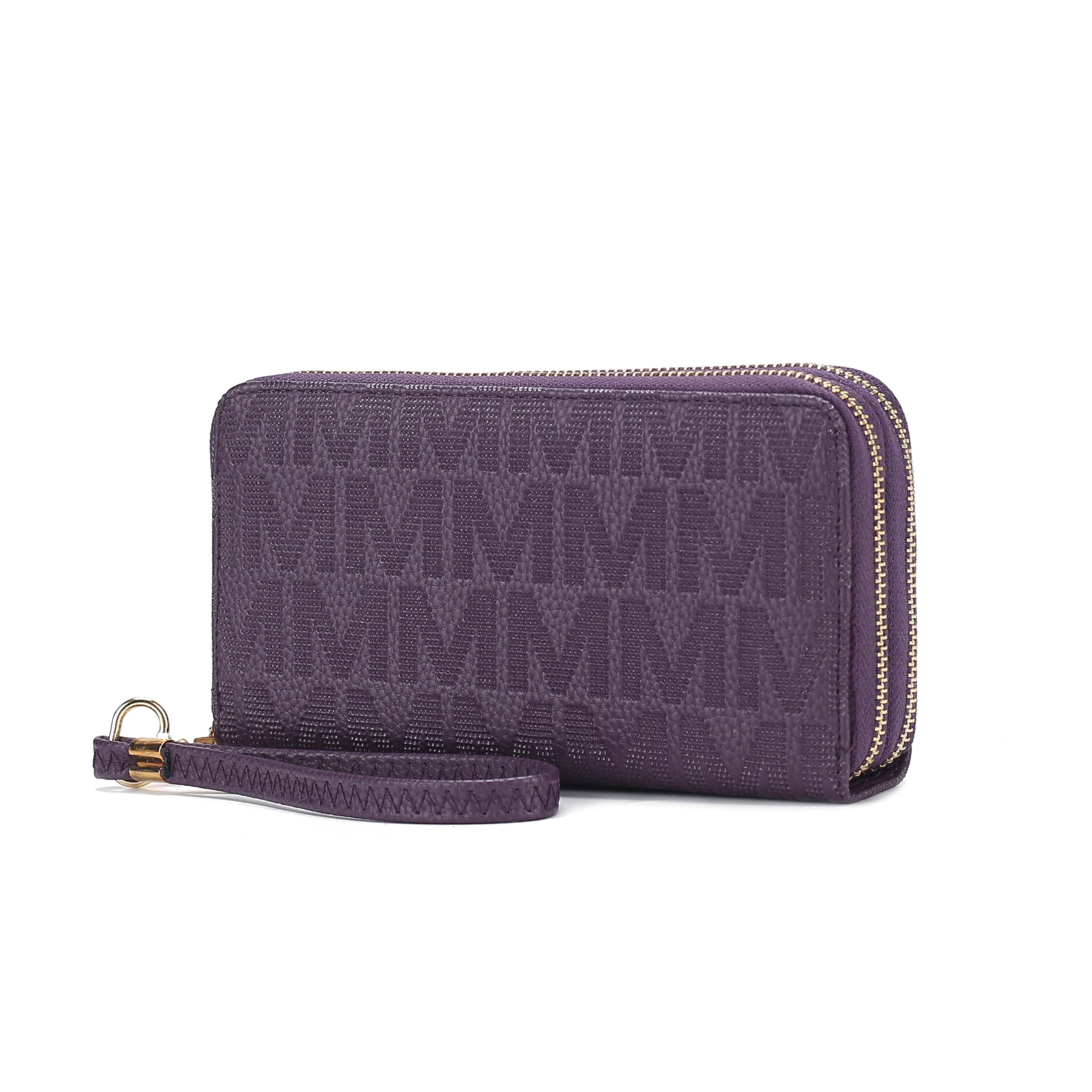 MKF Collection Vegan Leather Wristlet Wallet for Women - Small RFID Blocking Zippered Credit Card Holder with Coin Pocket - Perfect as Crossbody Purse, Handbag & Travel Wallet for Everyday Use | By Mia K