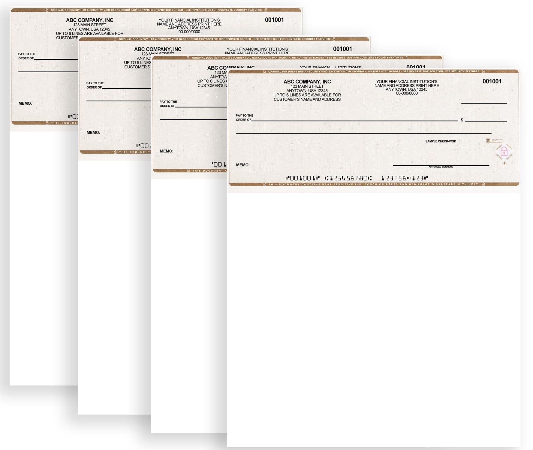 QuickBooks Compatible Tan Computer Checks - 500 Custom Business Checks for Accounting & Bookkeeping | Perfect for Small Business, Office & Financial Management