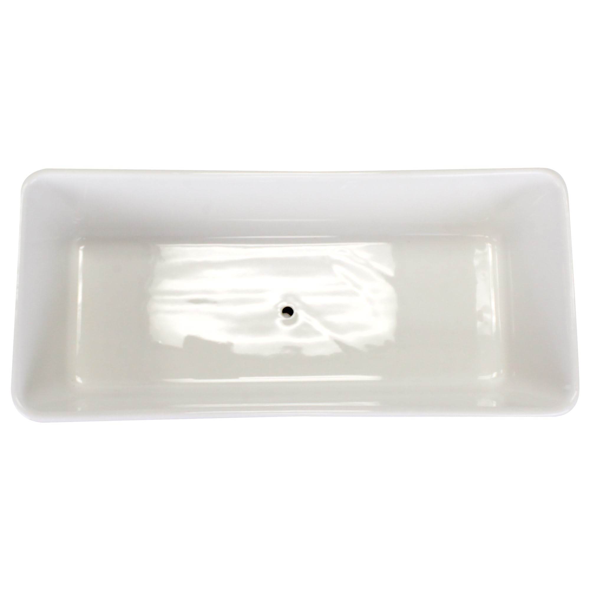 BambooMN White Ceramic Succulent Planter Pot with Drainage Tray - 10.1 Inch Short Rectangle Flower Pot for Indoor Plants, Home Decor, Office Desk, and Garden Succulents