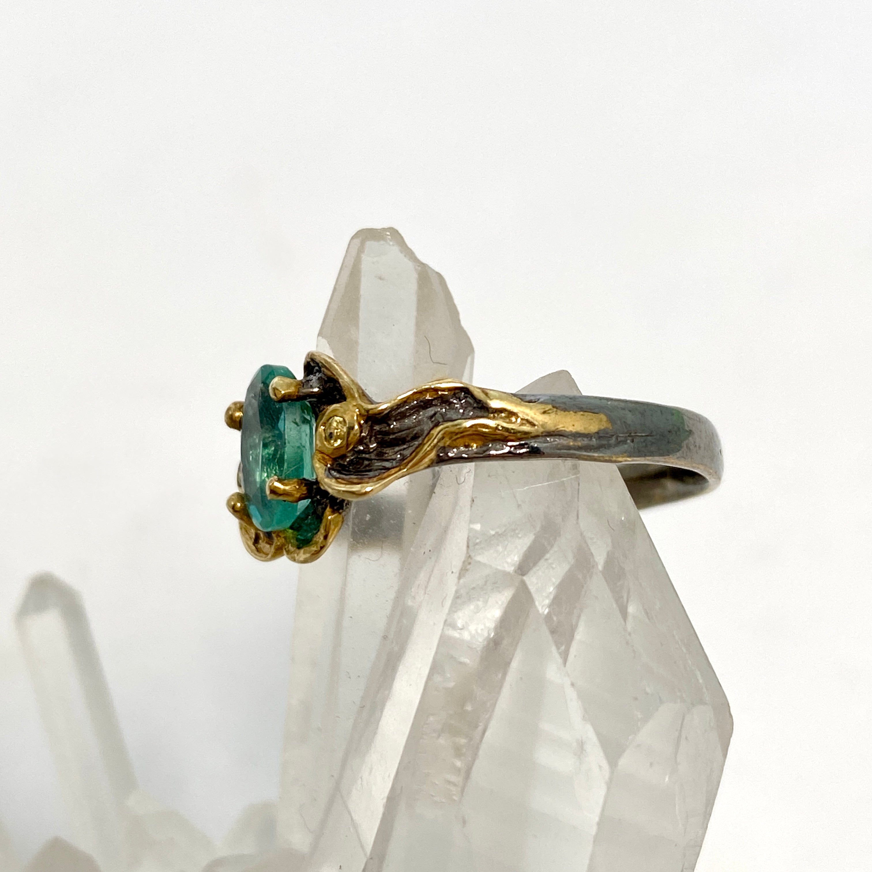 Emerald 925 Sterling Silver 18K Gold Plated Ring Size 8 - GRA Certified for Women - Perfect for Engagement, Wedding & Anniversary Gifts