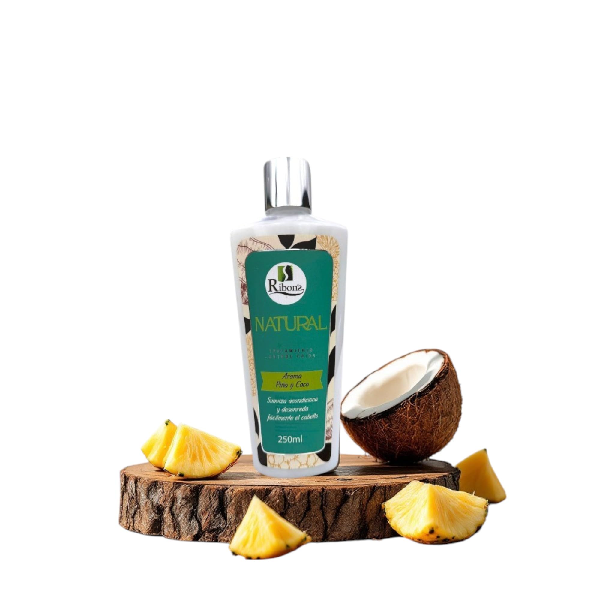 Ribon's Natural Hair Treatment with Pineapple & Coconut Scent - Anti-Hair Fall Control for Stronger Hair - Softening, Conditioning & Detangling Formula - 250ml Bottle - Perfect for Damaged, Dry & Frizzy Hair Care at Home or Salon