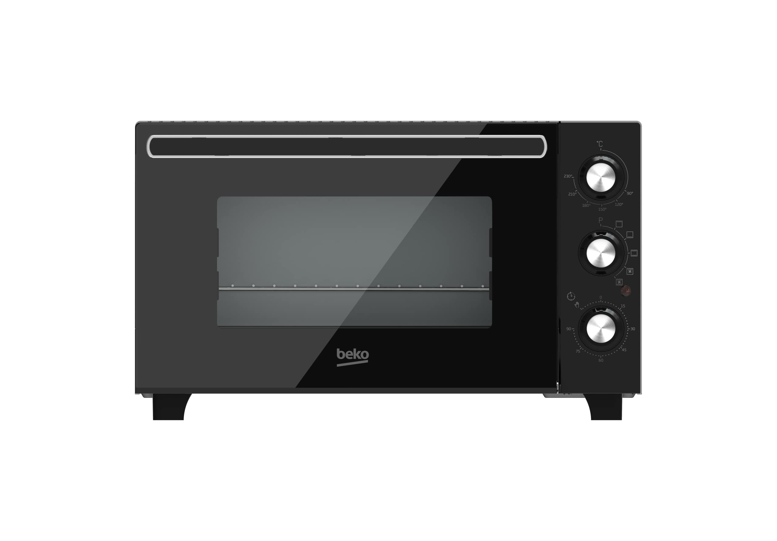 Beko BMF30B 30L Electric Convection Oven with 4 Functions, 1500W, 90-Minute Timer, Up to 230°C - Black - Perfect for Baking, Roasting, and Grilling at Home