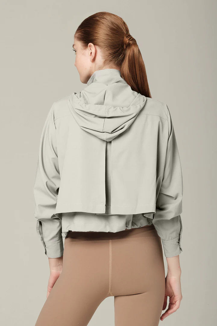 925 Sterling Silver Fit Women's Waterproof Lightweight Zip-Up Jacket - Ash Grey | Perfect for Outdoor Hiking, Running & Travel