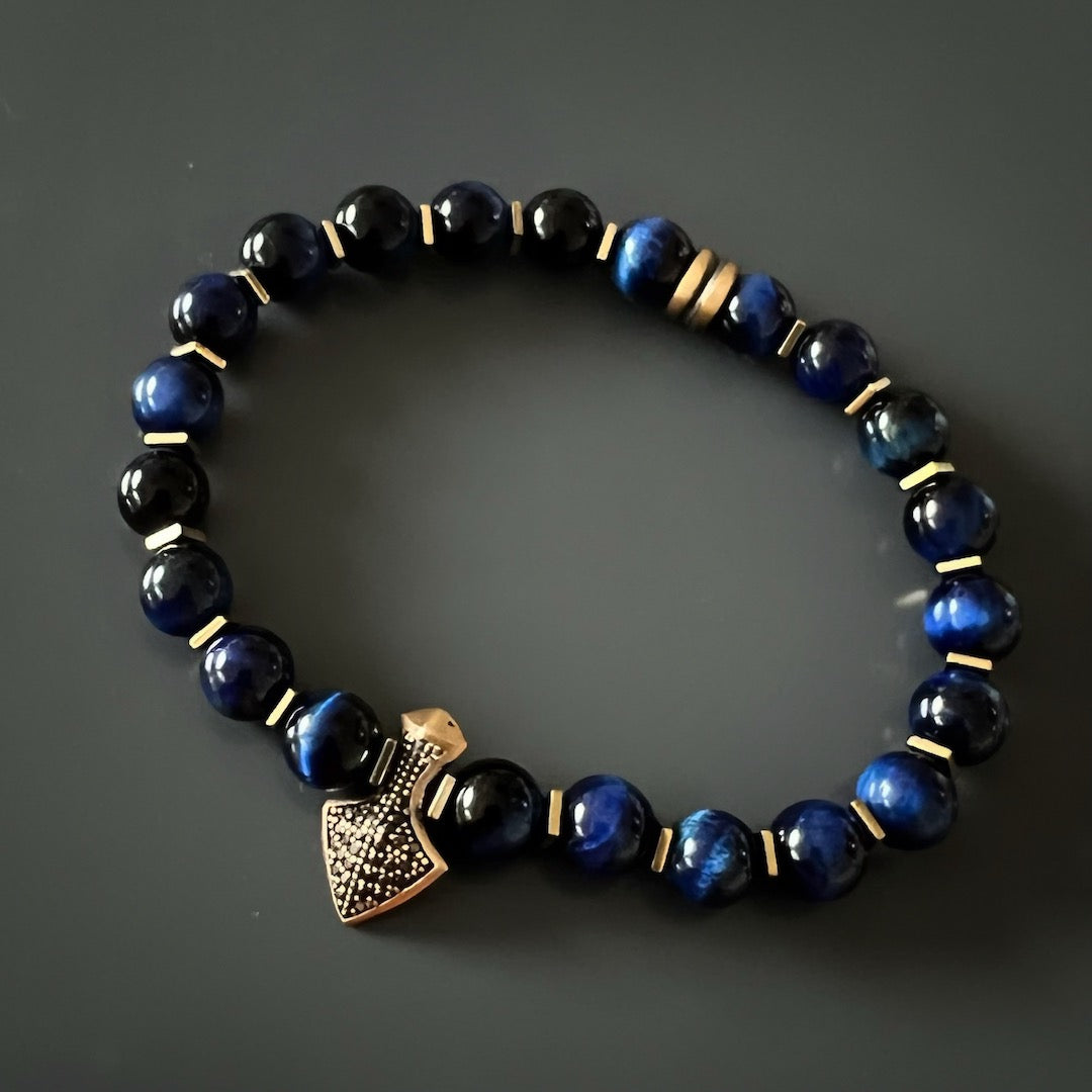 Blue Tiger's Eye Stone Arrow Charm Beaded Bracelet for Men & Women - Spiritual Healing Jewelry for Protection, Confidence & Good Luck - Perfect for Meditation, Yoga & Everyday Wear