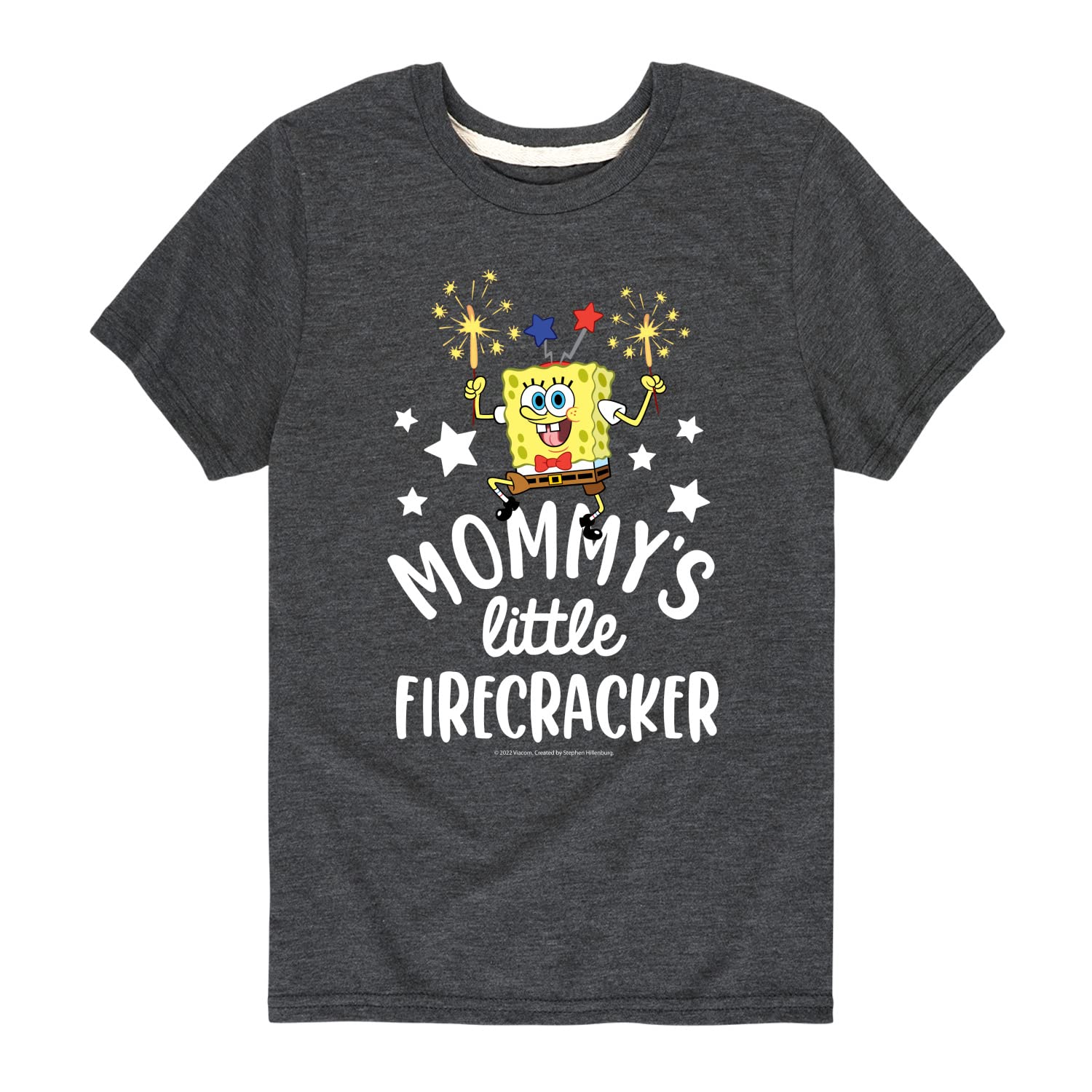 Spongebob Squarepants Mommy's Little Firecracker Graphic T-Shirt for Toddlers & Kids - Soft Cotton Short Sleeve Tee - Perfect for Birthday Gifts, Playdates & Casual Wear