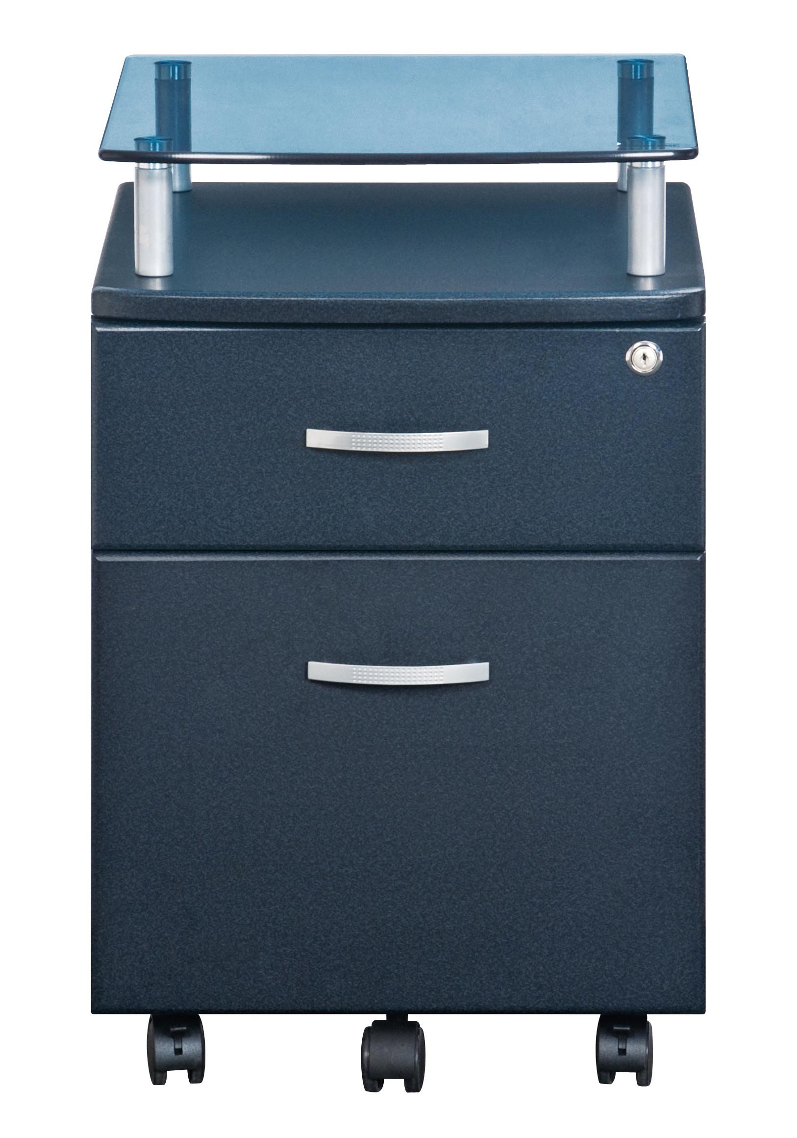 Techni Mobili Rolling File Cabinet with Glass Top - Graphite Office Storage Organizer for Documents, Files & Supplies | Perfect for Home Office, Business & Workspace Organization