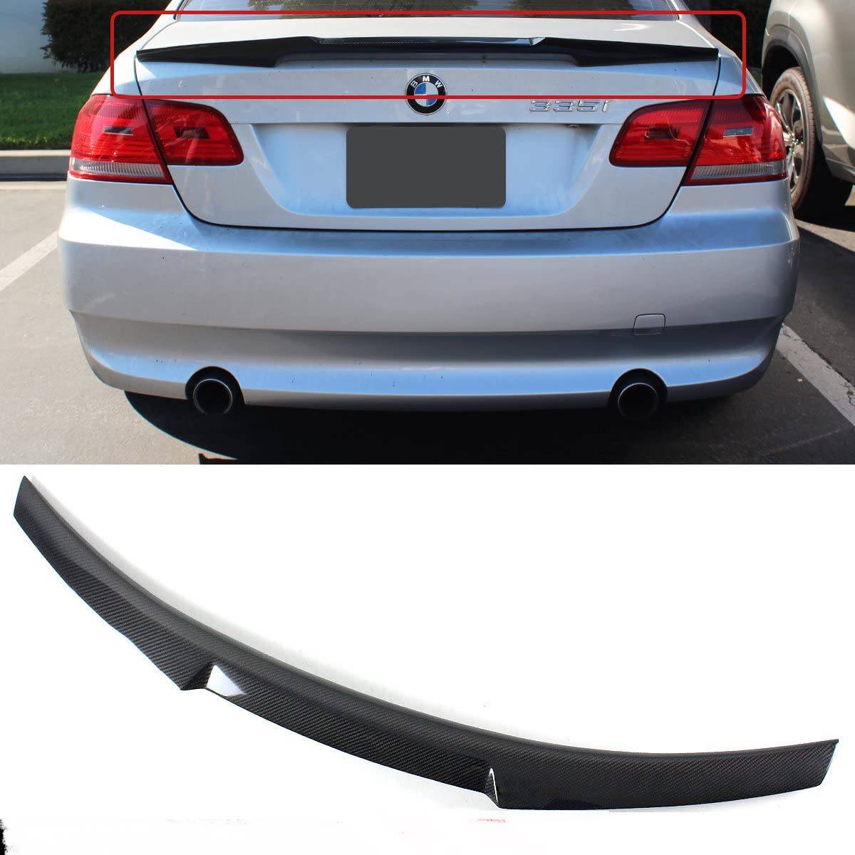 2007-2013 BMW 3 Series E92 Coupe M4 Style Spoiler Wing - Glossy Black Painted or Real Carbon Fiber - High Performance Rear Trunk Lip for Enhanced Aerodynamics & Sporty Look