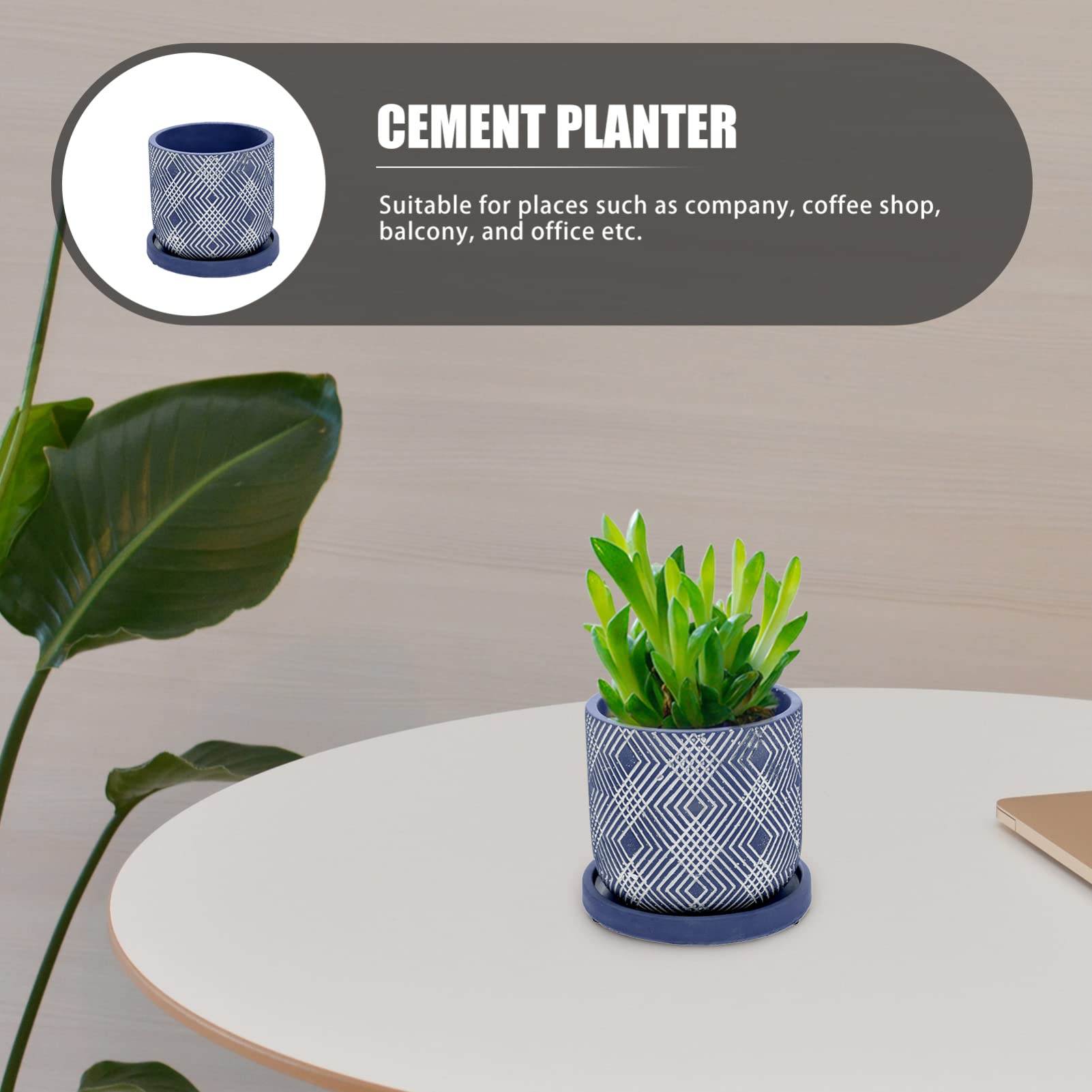 Geometric Ceramic Flower Pot Set - Indoor Outdoor Planters for Succulents, Roses & Houseplants - Nordic Style Cement Planter with Chinese Design - Perfect for Home Decor, Office & Garden Use
