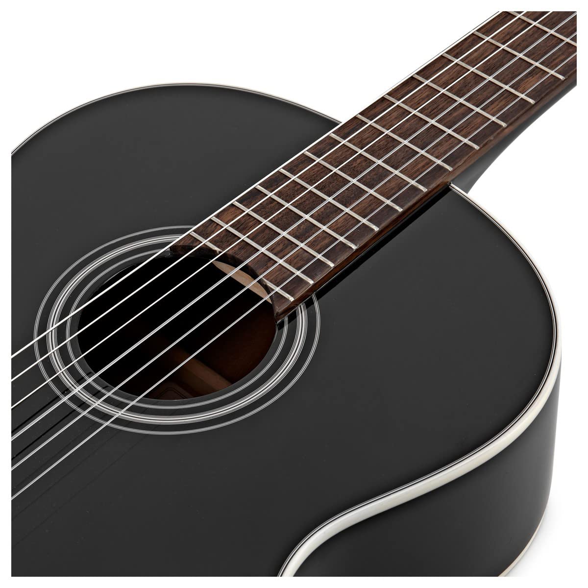Takamine GC2 Classical Guitar Bundle - Black with Foot Stool, Digital Tuner, Extra Strings & Polishing Cloth | Perfect for Beginners, Professionals & Home Performances