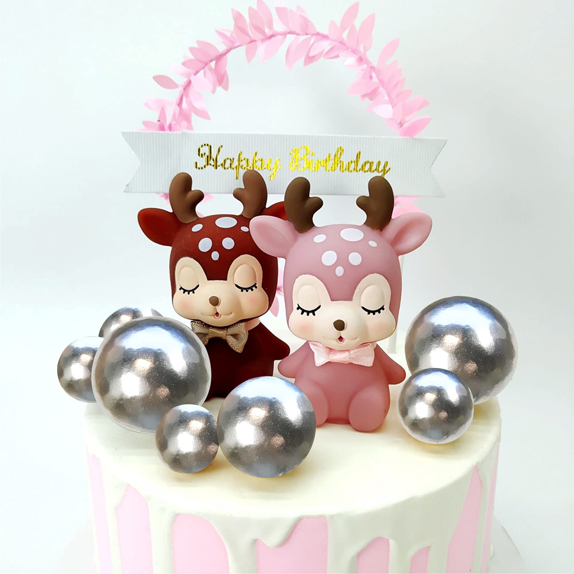 Mini Pearl Ball Cake Toppers - Foam Ball Cupcake Picks for Wedding, Birthday, Baby Shower & Anniversary Party Decorations | Baking Supplies & Cake Decoration Accessories | Perfect for DIY Desserts, Cupcakes, and Special Event Cakes