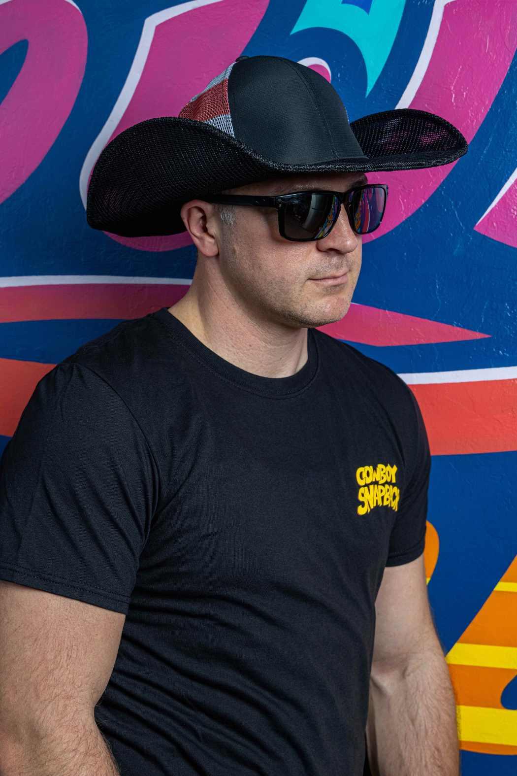 BLACK USA MESH COWBOY SNAPBACK HAT - 6-PANEL UNISEX BASEBALL CAP - Perfect for Western Rodeo, Country Music Festivals & Urban Streetwear Fashion