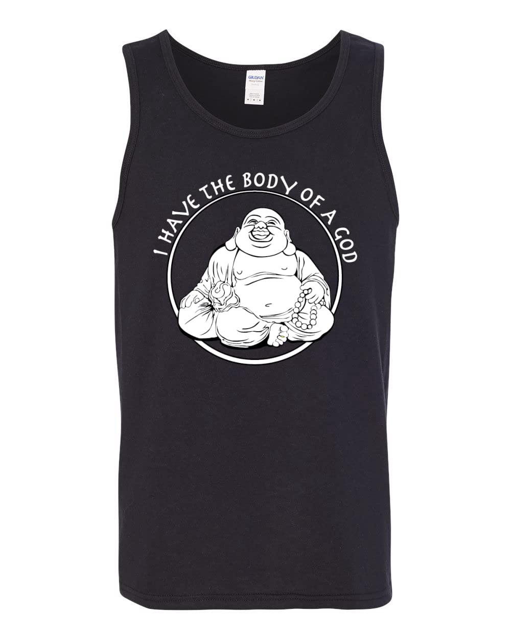 Funny Buddha Zen Pop Culture Graphic Tank Top for Men - I Have The Body of a God - Perfect for Yoga, Meditation & Casual Wear