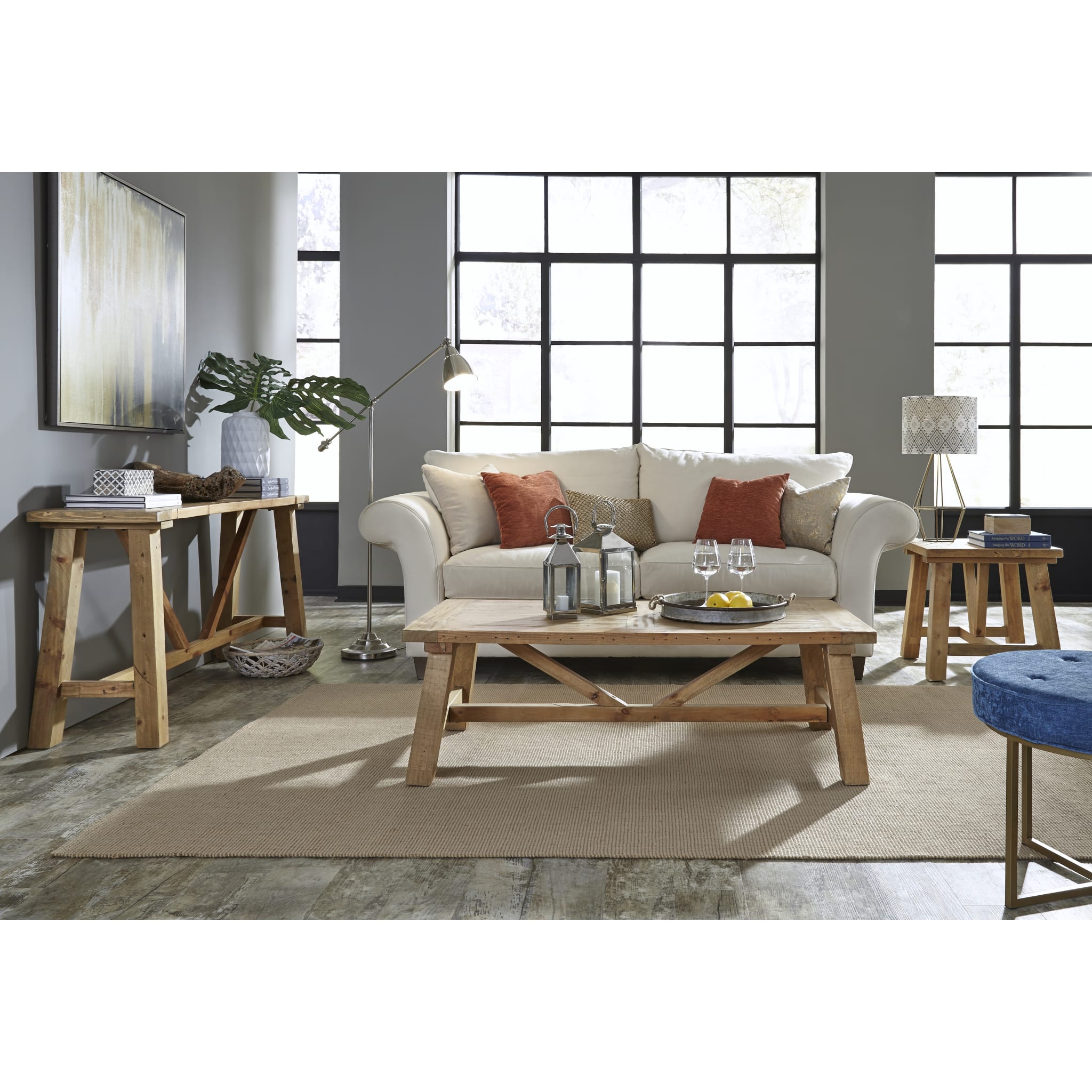 Reclaimed Wood Rectangular Coffee Table - Rustic Tawny Finish, Farmhouse Style Living Room Furniture for Home Decor & Cozy Gatherings