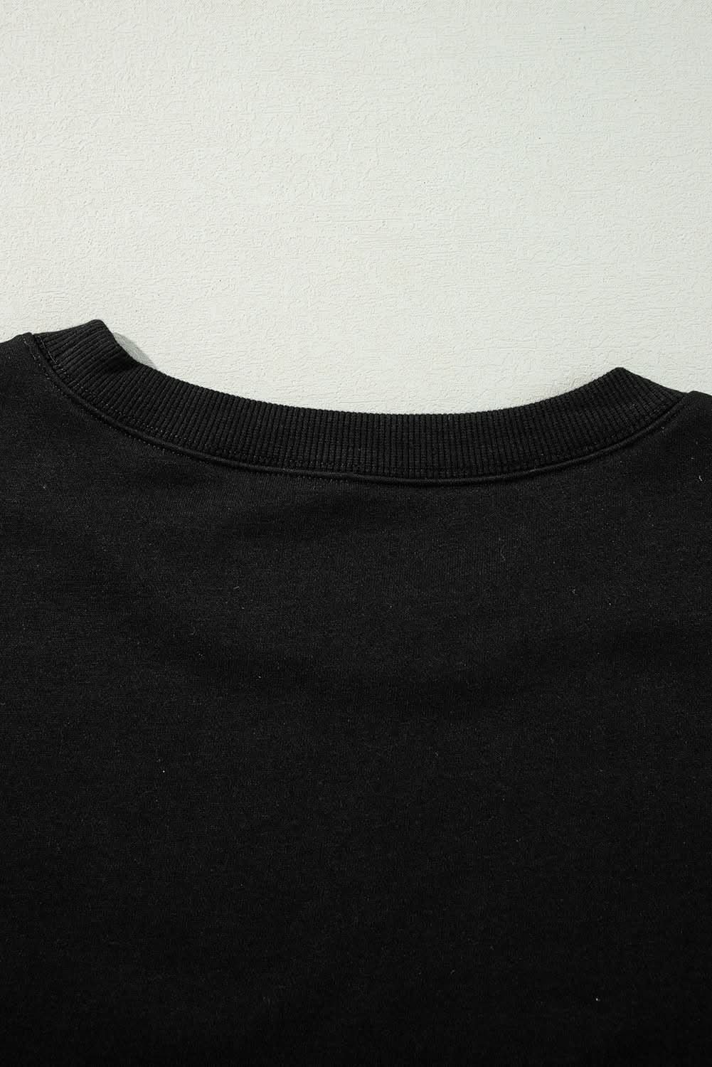 Stylish Black Drop Shoulder Sweatshirt for Women - Trendy Oversized Pullover for Casual Wear, Lounge & Street Style Fashion