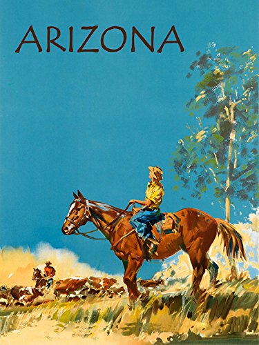 Vintage Arizona Cowboy & Horseback Riding Farm Cattle Poster - 12