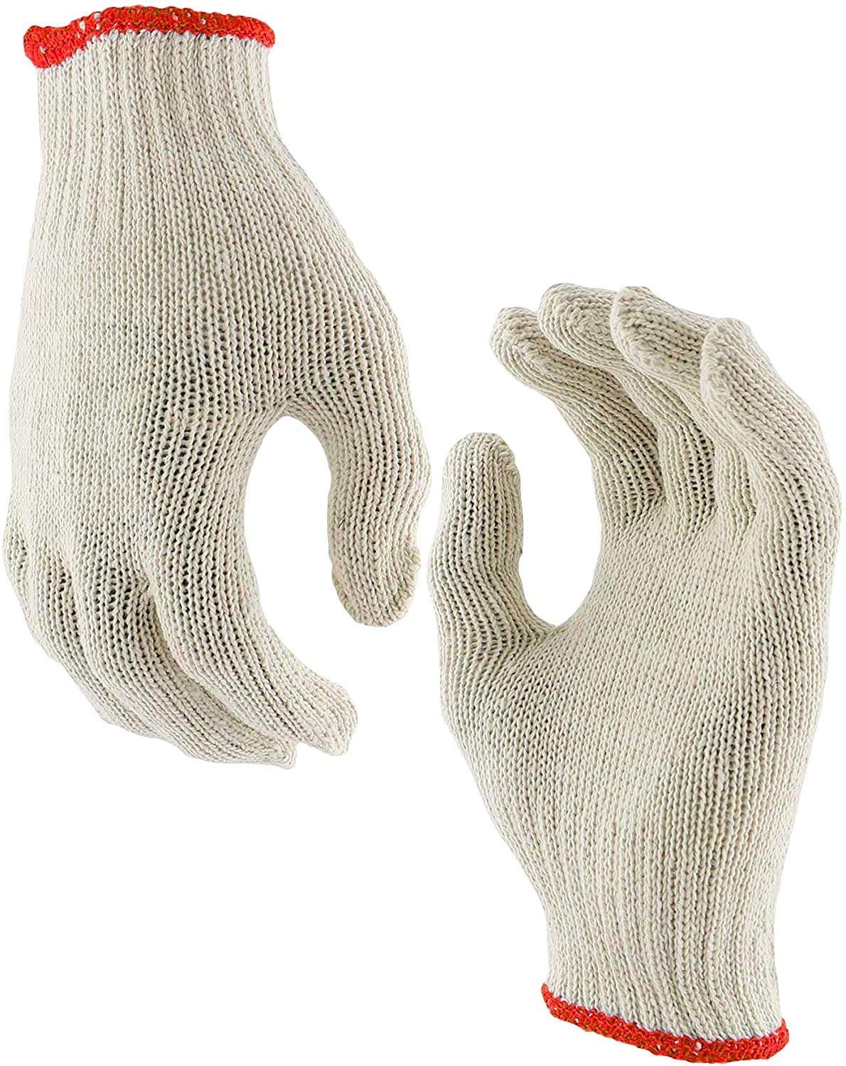 ABC String Knit Gloves - Reusable Poly/Cotton Work Gloves for Men & Women, Breathable Cotton Knit Gloves for Gardening, Construction & DIY Projects, Unisex Comfort Fit Workwear Accessories