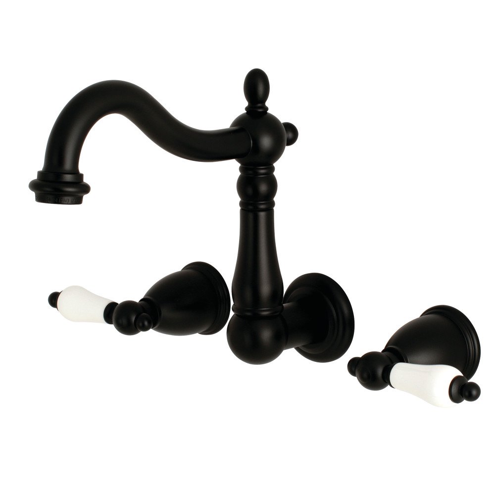 Kingston Brass KS1250PL Heritage Matte Black Bathroom Faucet - 6-3/8