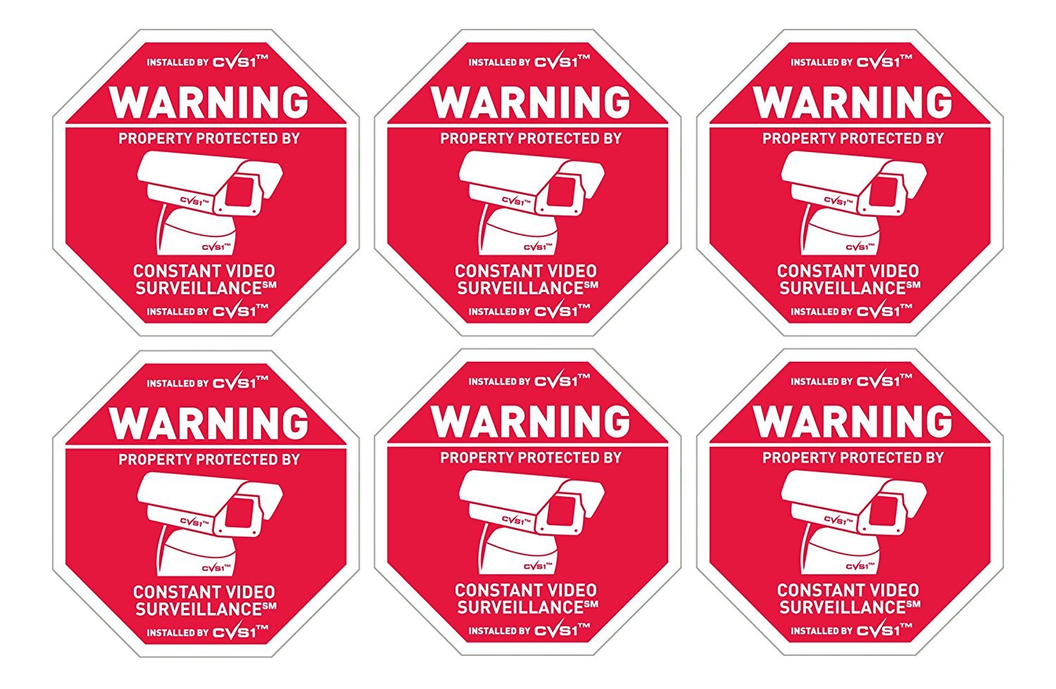 6-Pack Security Camera CCTV Warning Stickers - UV Coated for Outdoor Use - Deter Burglars for Home & Business Security (Ideal for Doors, Windows & Fences)