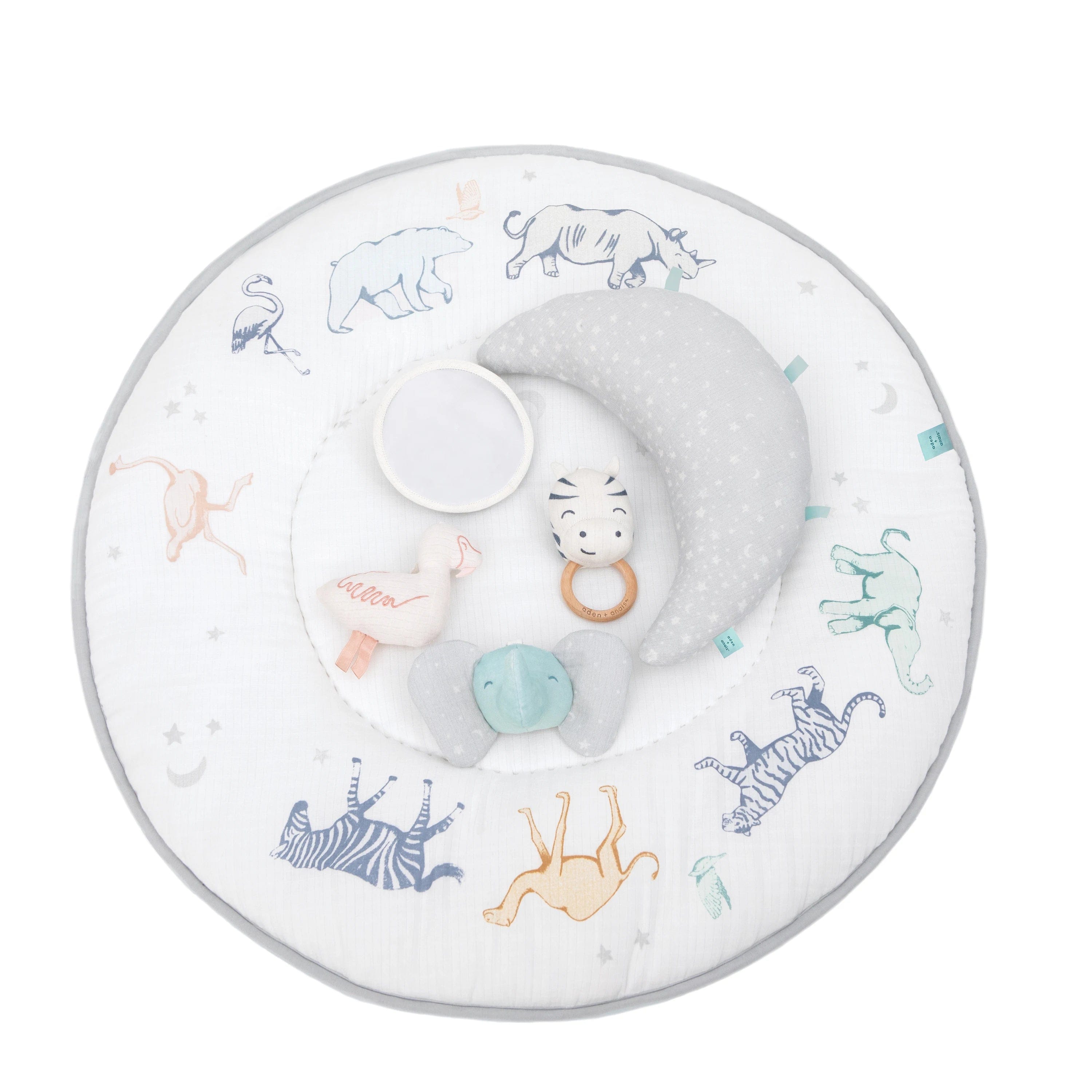 Aden+Anais Play and Discover Baby Activity Gym - Soft Cotton Playmat with Hanging Toys for Infant Development - Perfect for Tummy Time, Sensory Play & Nursery Decor
