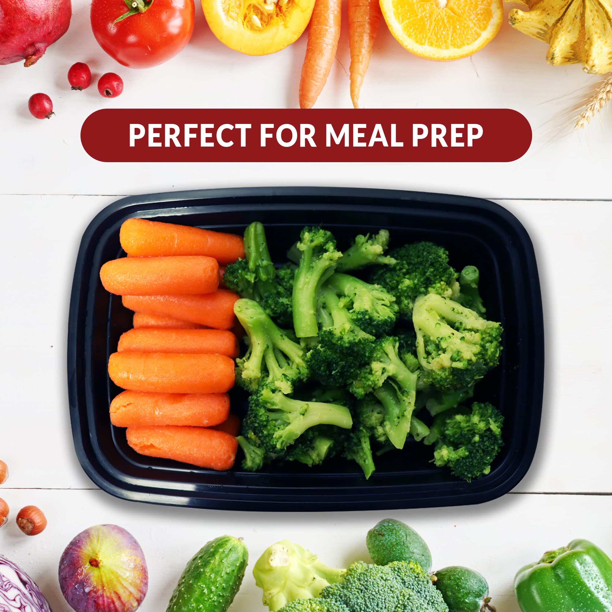Reliable 24 oz Meal Prep Containers - 50 Pack with Lids | Microwave Safe Food Storage Containers | Reusable Bento Box & Lunch Box for Meal Prepping | Perfect for Office Lunches, Picnics & Food Delivery