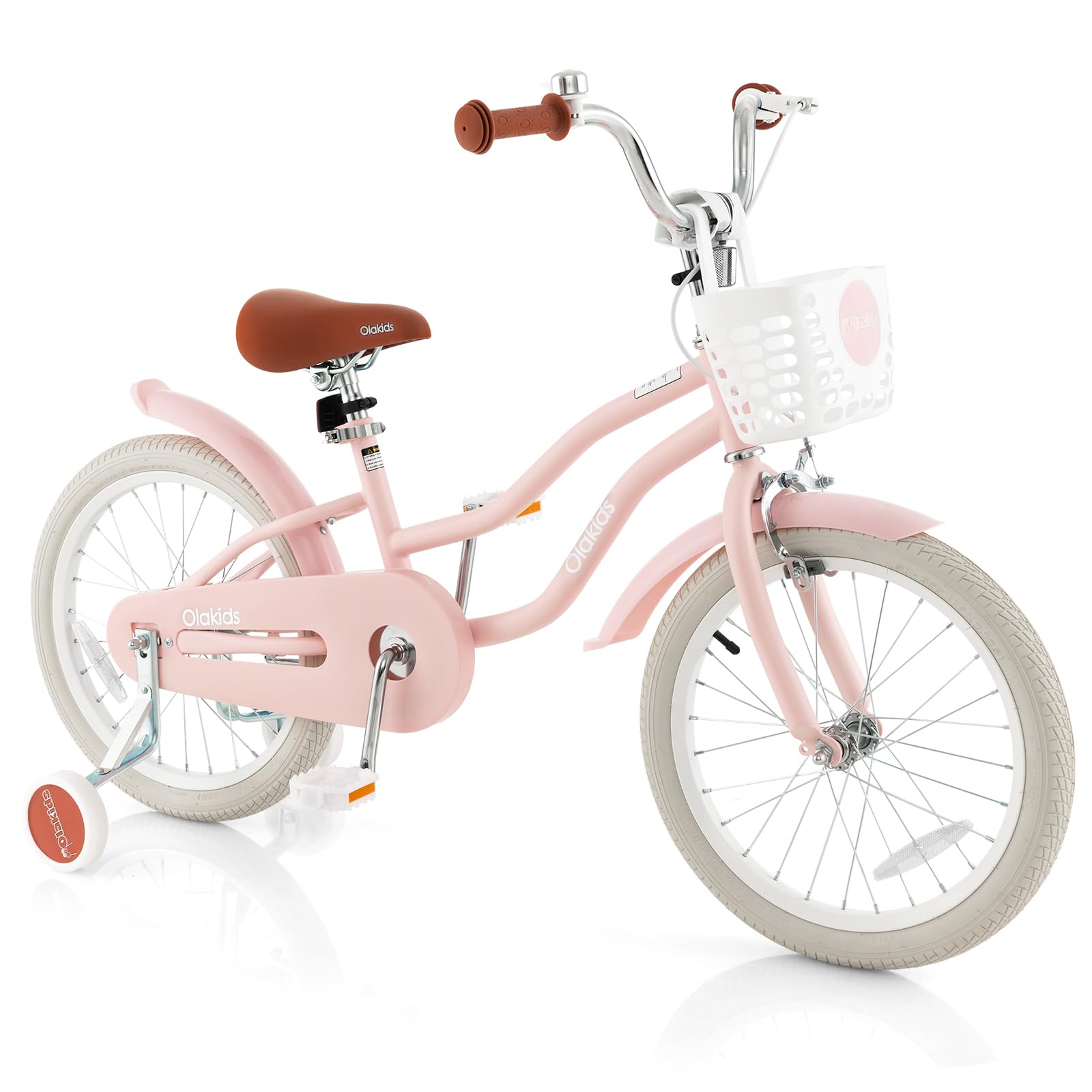 Olakids 12 14 16 18 Inch Kids Bike with Training Wheels, Adjustable Seat & Handlebar, Safety Bell & Basket - Toddler Bicycle for Boys & Girls - Perfect for Backyard Rides, Park Adventures & Learning to Cycle