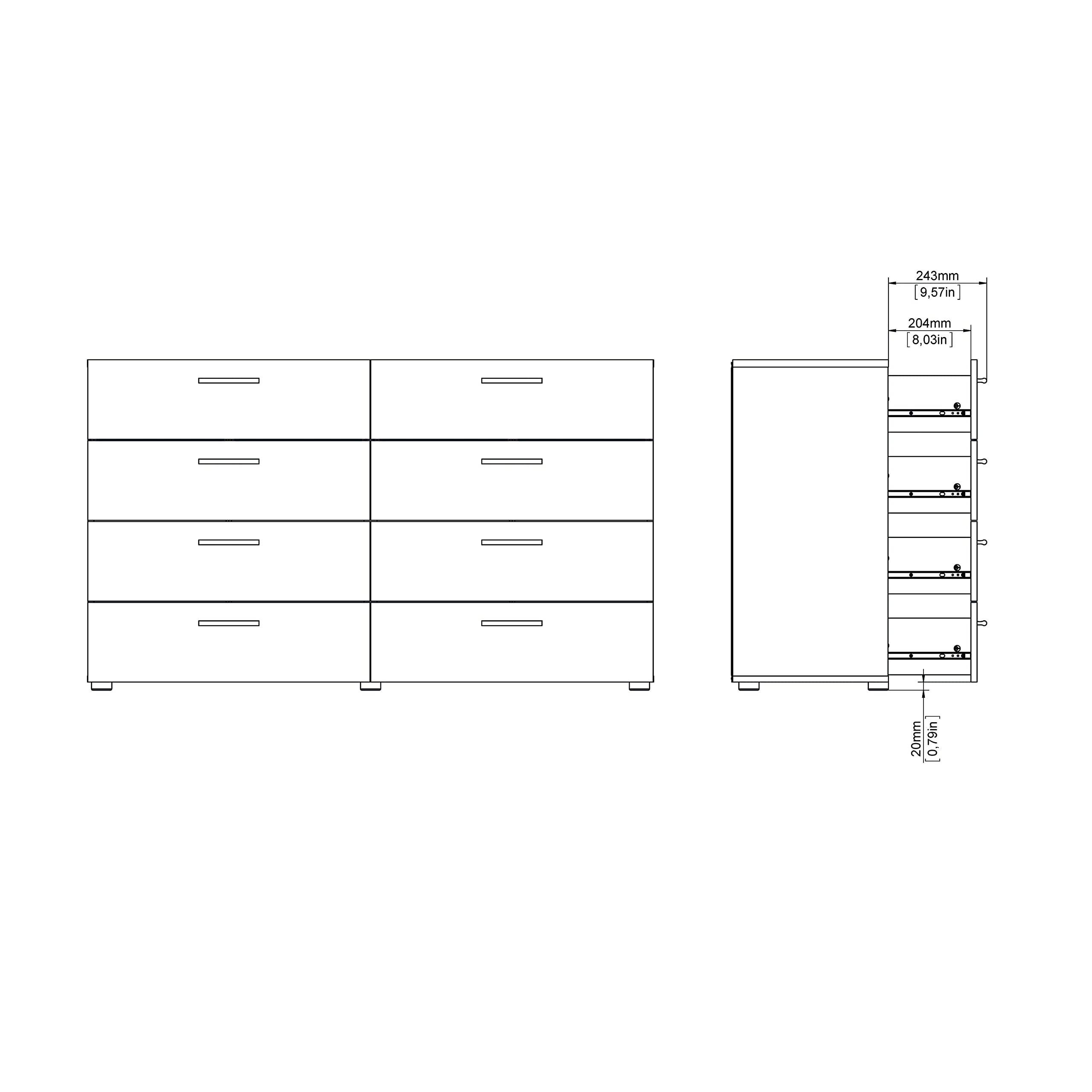 Tvilum 8-Drawer Double Dresser - Black Woodgrain Finish, Sturdy Bedroom Storage Furniture for Clothes & Accessories | Perfect for Master Bedroom, Guest Room & Dorm Organization