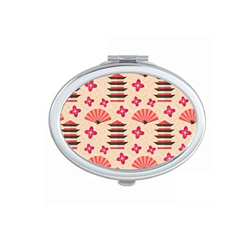 DIYthinker Japanese Temple Tower Fan Sakura Mirror - Portable Foldable Double-Sided Makeup Mirror with Stand, Perfect for Travel, Home Vanity & Professional Makeup Artists