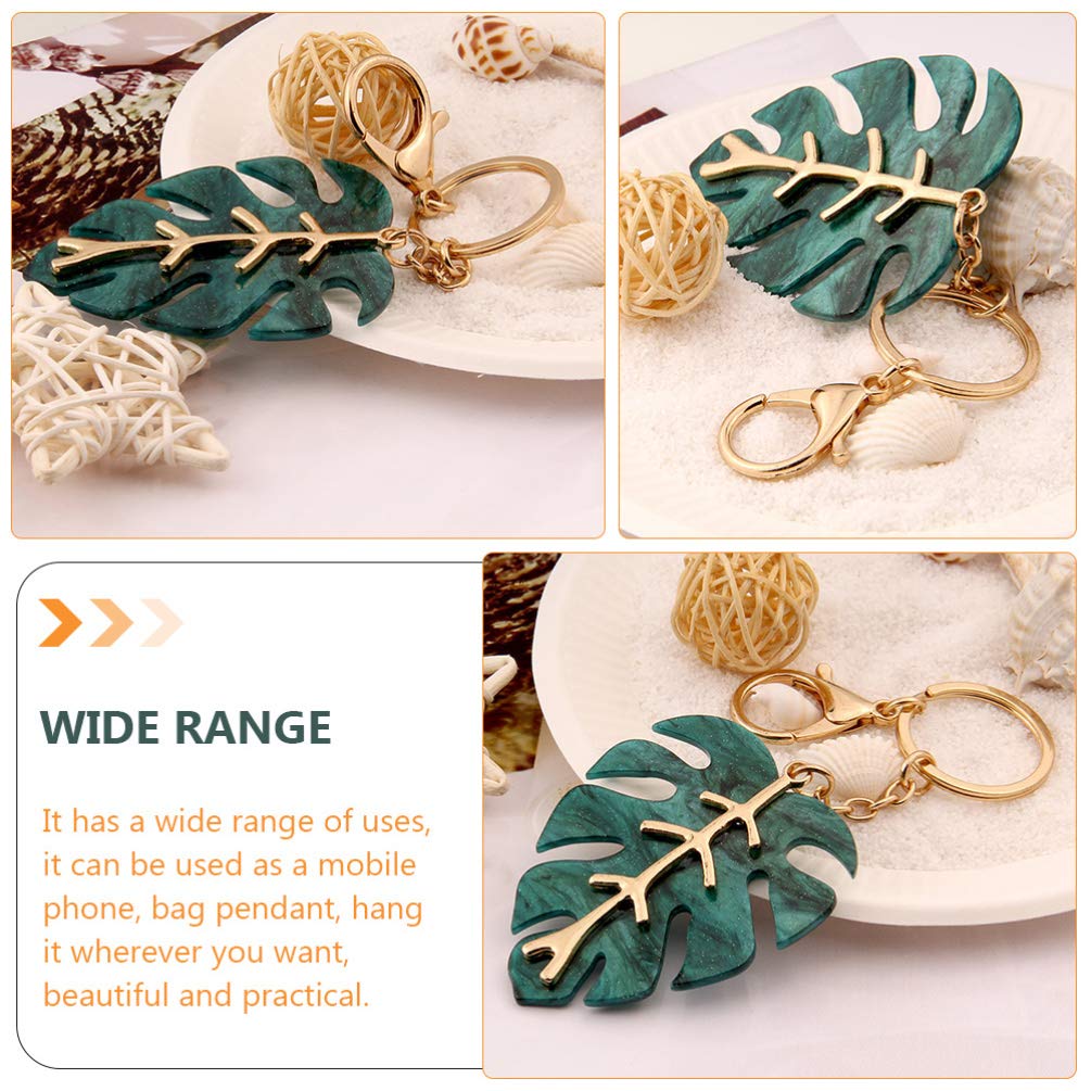 2PCS Leaf Keychain Set - Metal Car Keychains with Lucky Charm, Acrylic Bag Pendant & Decorative Keyring for Women - Perfect for Car Keys, House Keys, Backpacks and Gift Giving