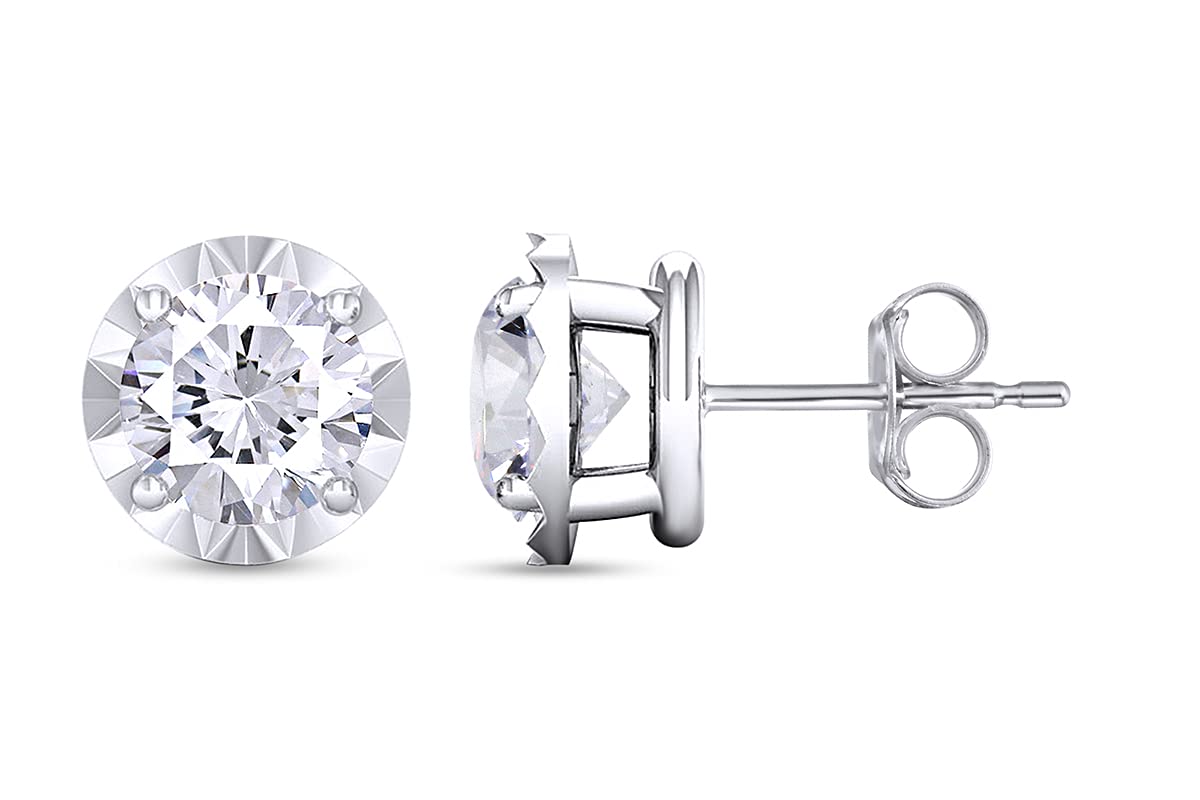 1/4 Carat Round Cut White Natural Diamond Stud Earrings - 14k Gold Plated 925 Sterling Silver Solitaire Jewelry for Women (I2-I3 Clarity, I-J Color, 0.25 CTW) | Perfect for Weddings, Anniversaries & Everyday Elegance