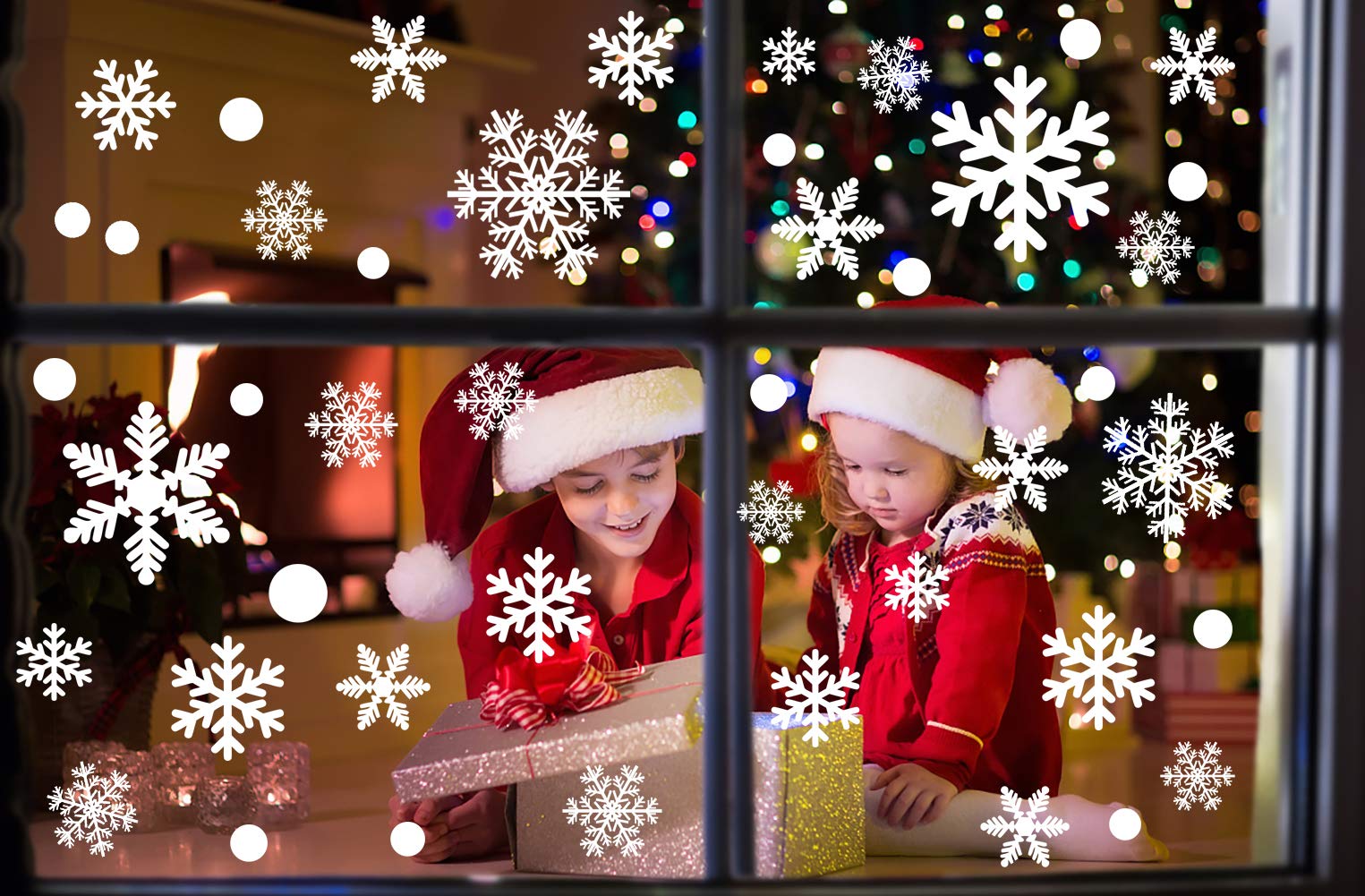 306Pcs White Snowflake Window Clings - Christmas Window Stickers Decor for Winter Wonderland Party, Home, Office & Classroom Holiday Decoration