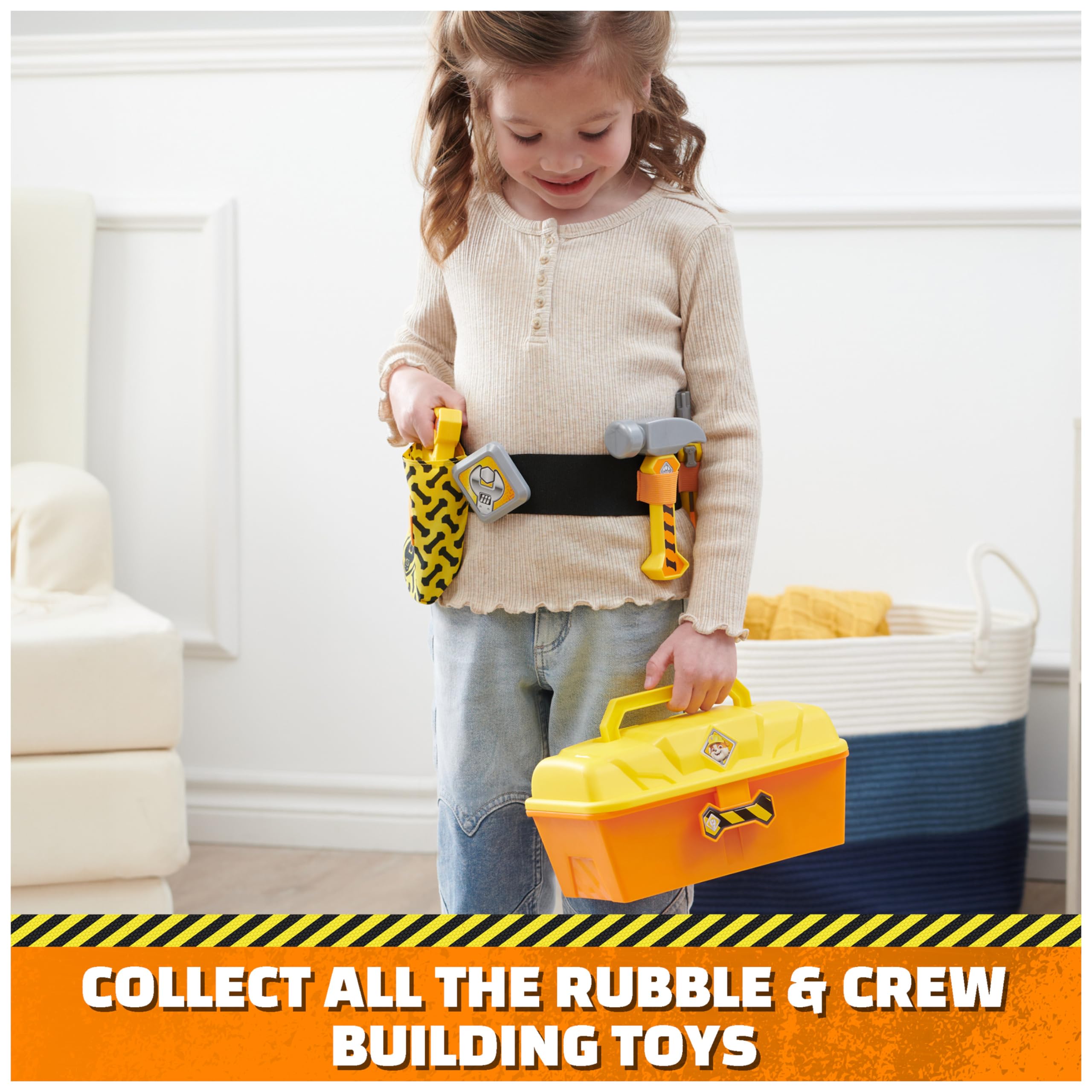 PAW Patrol Rubble & Crew Construction Toolbox with 4-Piece Kids Tool Set - Building Toys for Pretend Play, Perfect Gift for Boys & Girls Ages 3+ | STEM Learning & Role-Playing Fun