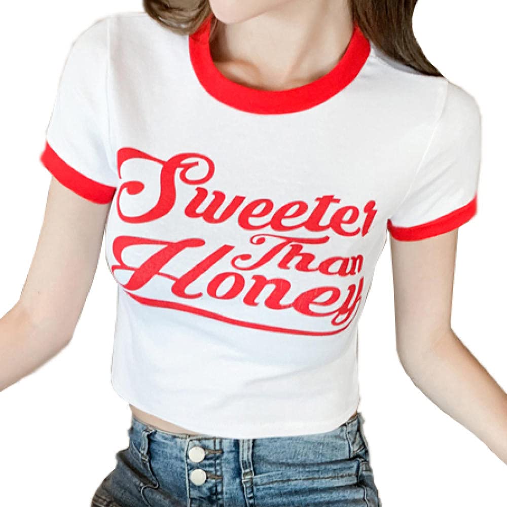 HLH Cropped Top for Teen Girls & Women - Round Neck Short Sleeve Summer Tops - Casual & Fashionable Crop Tee for Outfits, Beach, Parties & Daily Wear