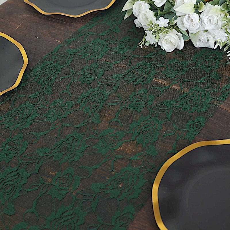 12-Pack 108-Inch Rose Flower Lace Table Runners - Elegant Wedding, Party, Dining Table Decor for Home & Event Decoration