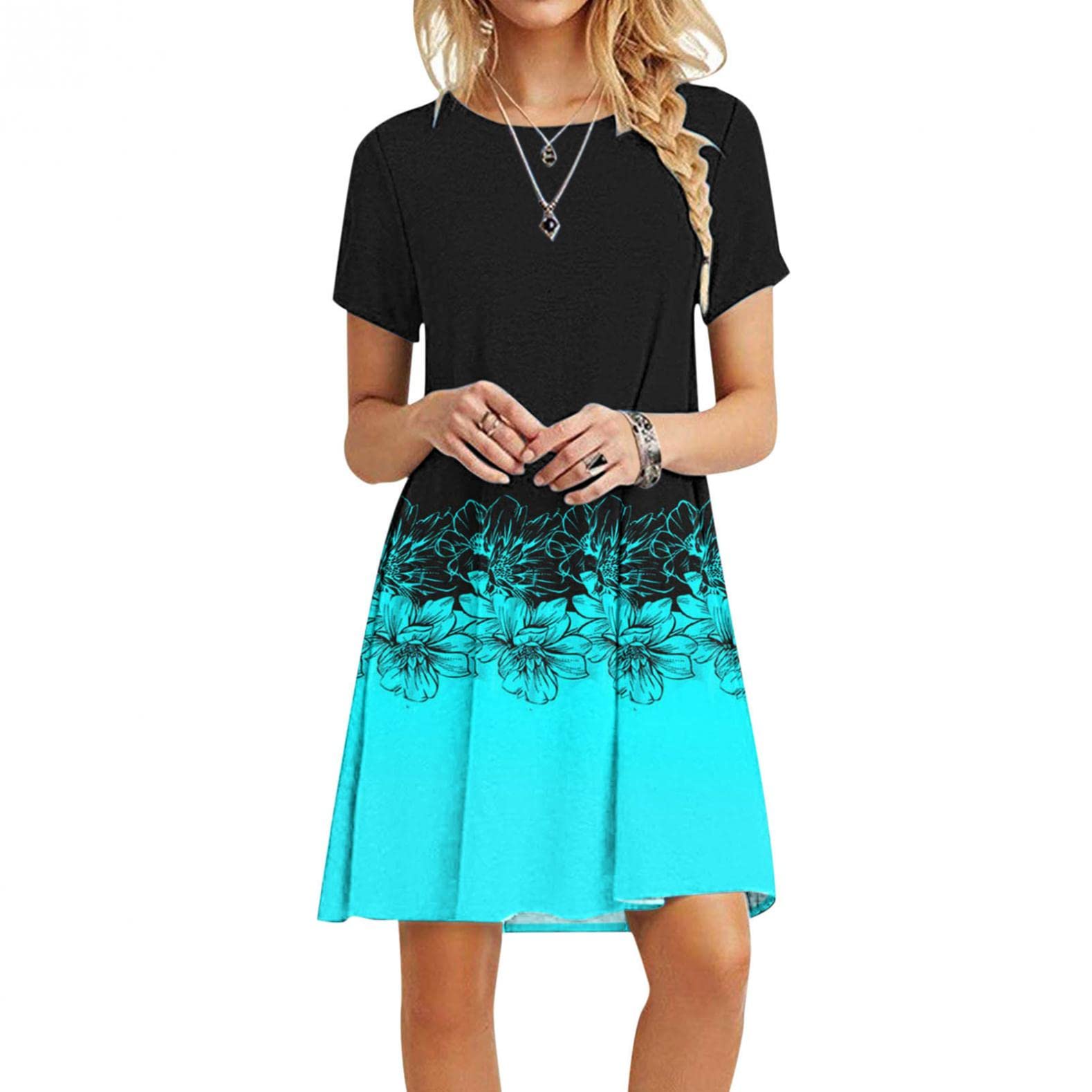 Vintage Flowy Swing Tunic Dress for Women - Short Sleeve Casual Summer Dress 2023 | Lightweight Comfortable Spring & Summer Outfits | Perfect for Beach, Brunch, Vacation, Date Night, Everyday Wear, Outdoor Activities, Travel, Casual Gatherings, Picnics, Shopping, Weekend Getaways, Summer Parties, Office, Yoga, Evening Events | Great for Boho Style, Maternity Photos, Music Festivals, and Coffee Dates