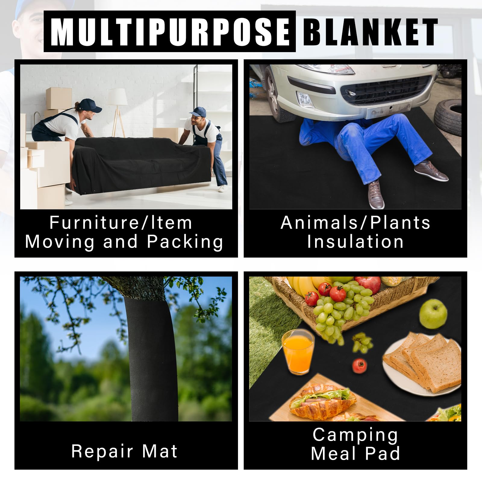 4 Pack Heavy Duty Moving Blankets 80