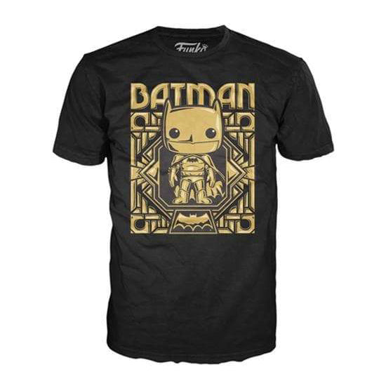 DC Pop! Tees Gold Chrome Batman T-Shirt for Men - Extra Large (XL) - Superhero Graphic Tee for Cosplay, Comic Con & Casual Wear