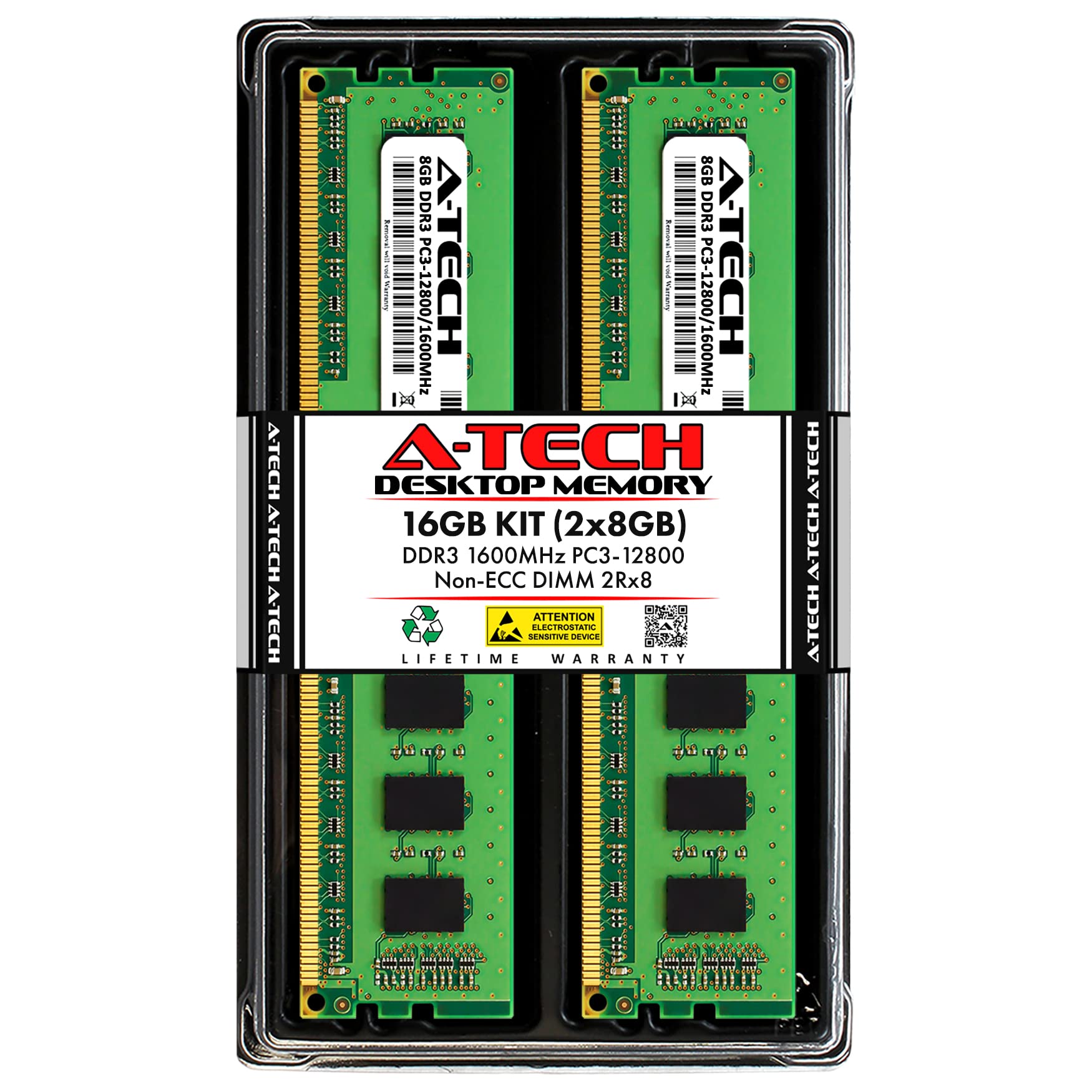 A-Tech 16GB (2x8GB) DDR3 1600MHz RAM Kit for ASUS Sabertooth Z87 Motherboard | PC3-12800 Desktop Memory Upgrade | Non-ECC 2Rx8 1.5V DIMM | Perfect for Gaming, Video Editing & Multitasking