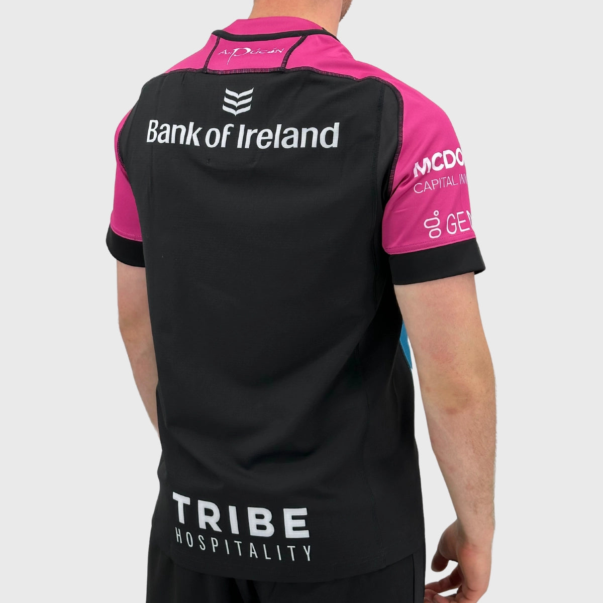 Macron Connacht Rugby Training Shirt - Pink & Black - Breathable Performance Jersey for Rugby Practice & Gym Workouts