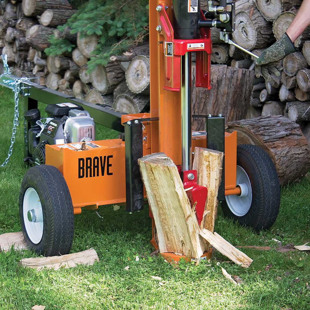 24 Ton Brave Log Splitter with Honda GC160 Engine - Powerful Firewood Splitting for Home Heating & Outdoor Woodworking Projects
