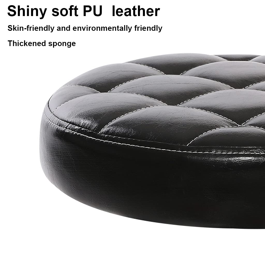 Premium PU Leather Round Rolling Stool with Wheels - Adjustable Swivel Massage Salon Stool with Wider Seat & Footrest - Ergonomic Office Chair, Drafting Stool & Hairdressing Stool for Salon, Spa, Home Office & Beauty Shop (Grey)