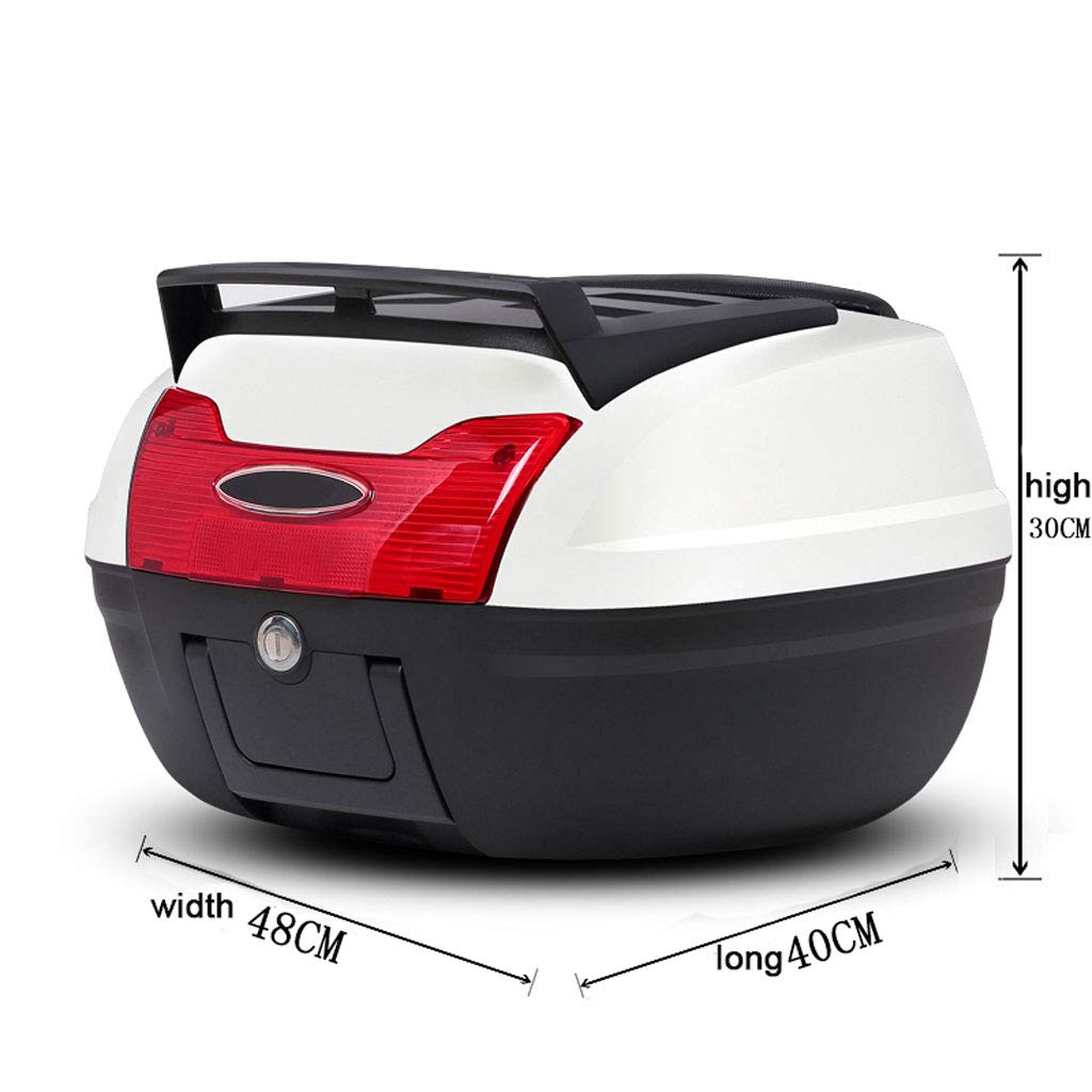 Motorcycle Trunk Travel Luggage Storage Box - Large Capacity Waterproof Motorbike Accessory for Touring & Commuting (White, Red) - Perfect for Long Rides, Road Trips & Daily Storage Needs