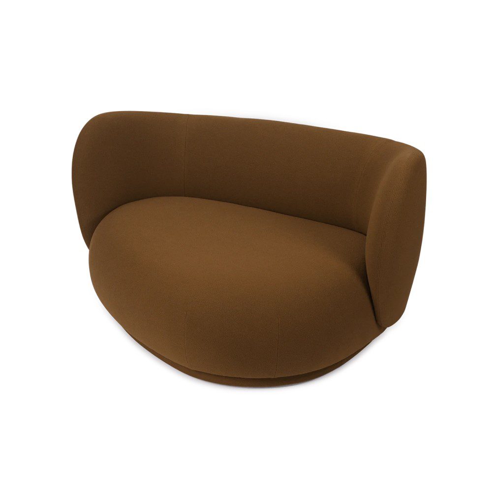 FERM LIVING Rico Curve Chaise Lounge Right - Modern Tonus Fabric in Sugar Kelp Color | Contemporary Living Room Furniture for Relaxation & Stylish Home Decor