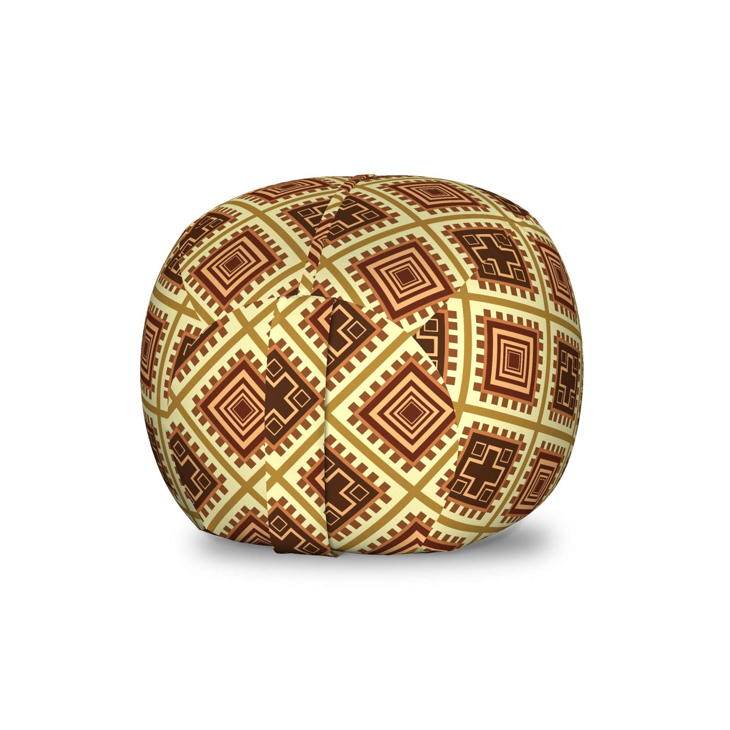 Ambesonne Oriental Storage Toy Bag Chair - Geometric Lines Modern Stuffed Animal Organizer, Washable Small Size in Pale Coffee Cinnamon | Kids Room Decor, Nursery Storage, Playroom Organization