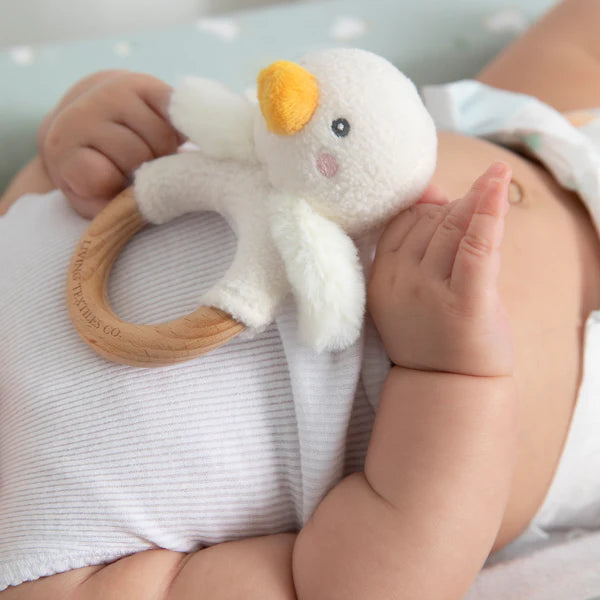 Goosey Goosey Teething Ring & Pacifier Clip Set - Soothing Baby Teether Toy for Infants & Toddlers - Perfect for On-the-Go, Travel, and Everyday Use