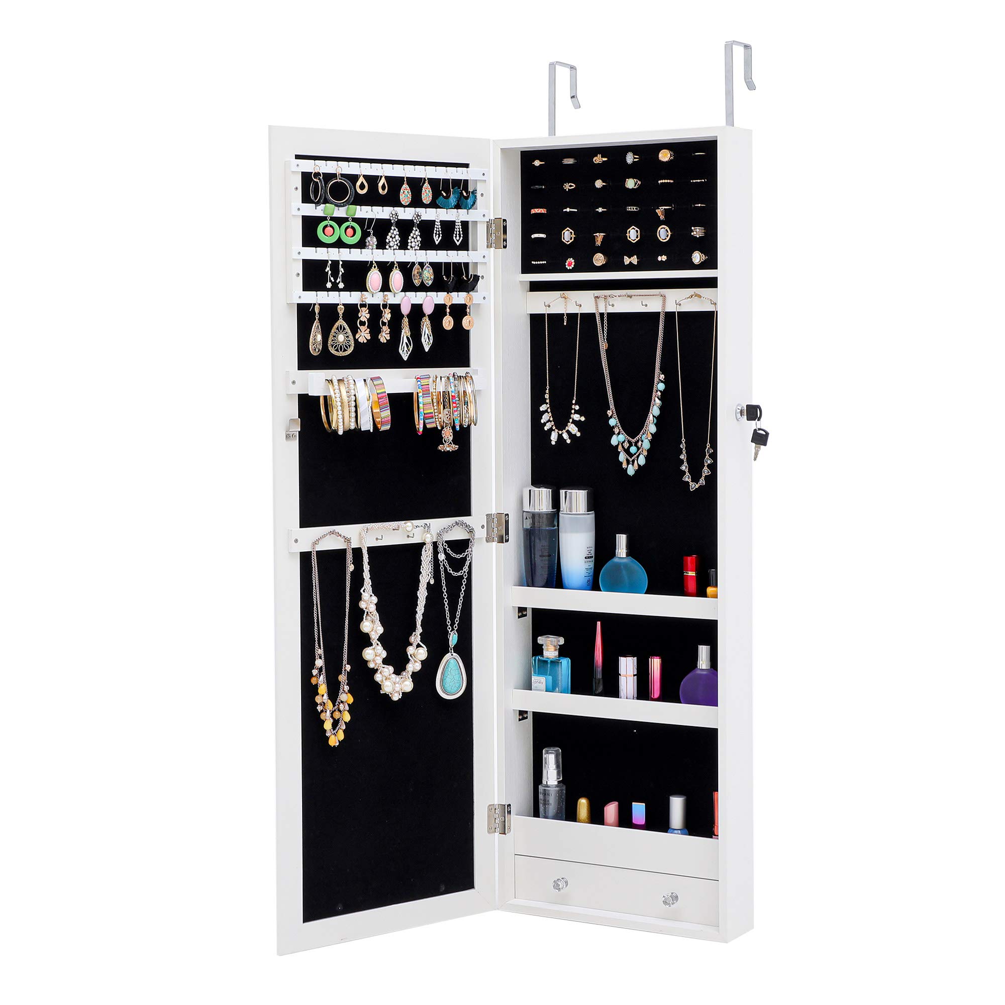Fashion Jewelry Storage Mirror Cabinet - Hanging Door/Wall Organizer for Bedroom